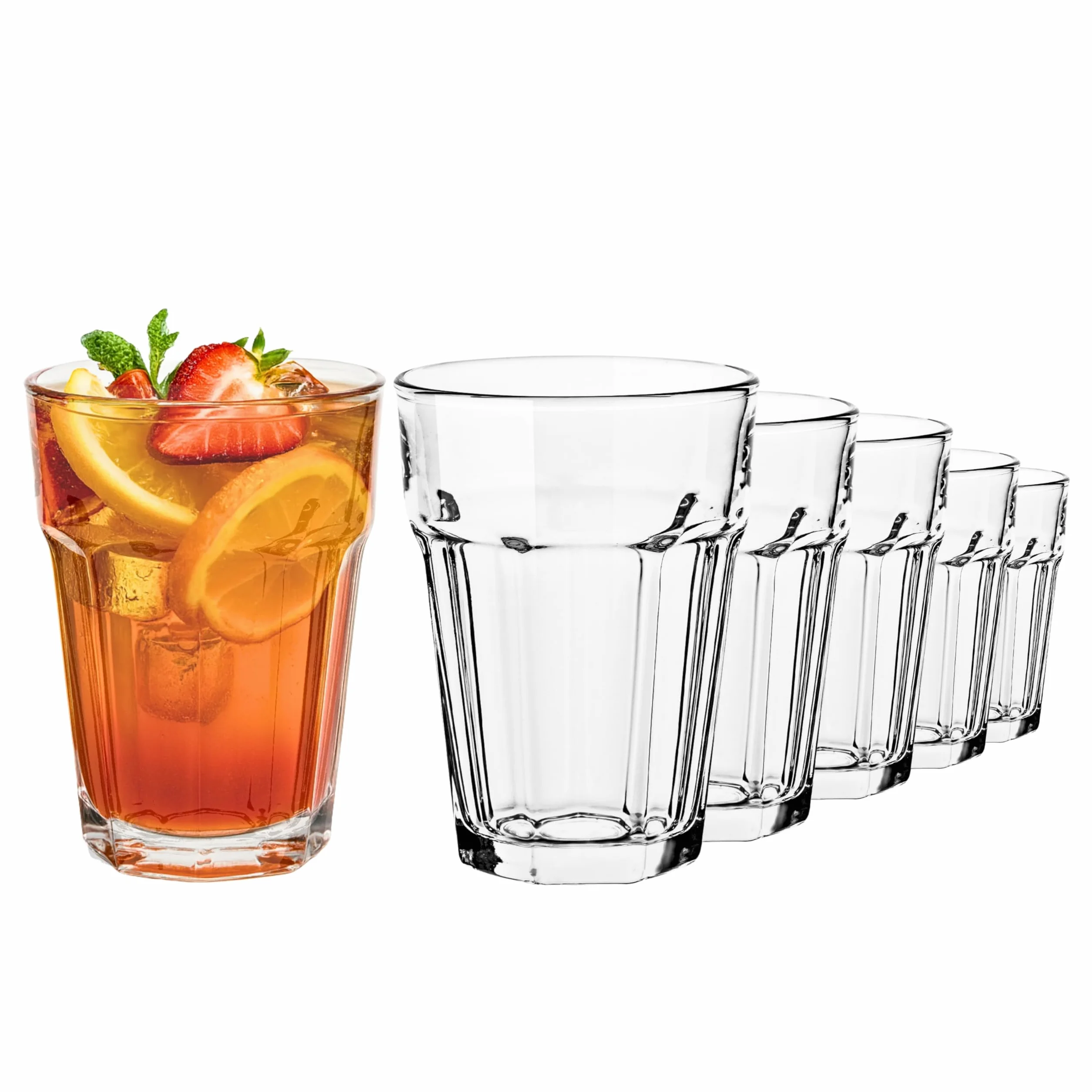 TREND FOR HOME 6 Vasos de Cristal Agua 425 ml Copas Gin Tonic Vaso Smoothie Vasos Grandes Cocktail Vasos Mojito Copas Cocktail Vidrio Transparente, Alva