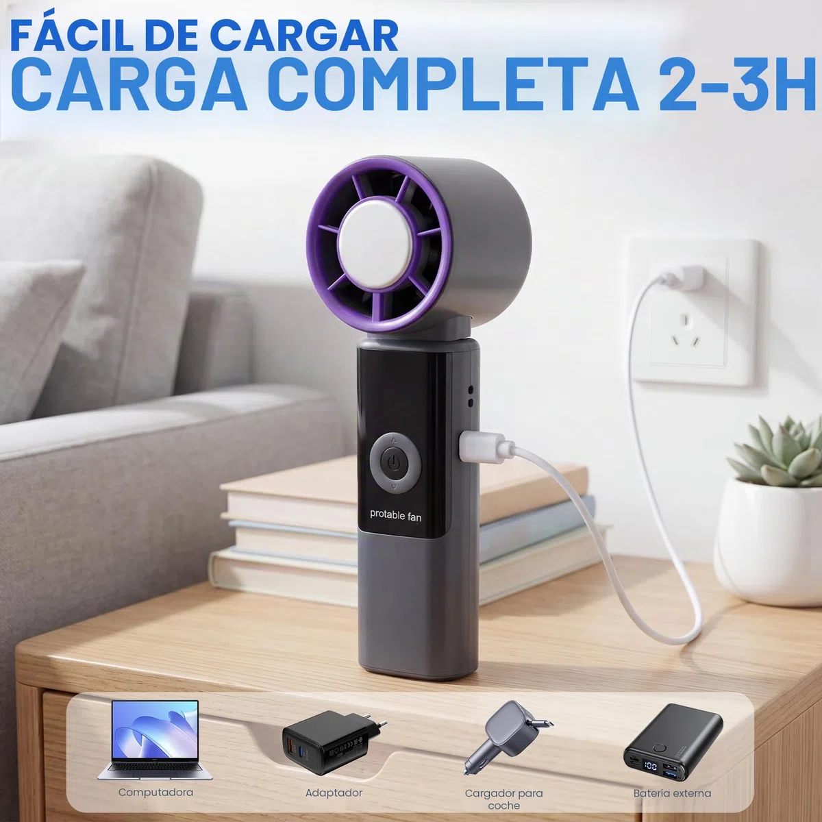 3 en 1 Ventilador Portatil Potente de Mano 5 Velocidades Ventilador Turbo con Aire Acondicionado Recargable 4000mAh Plegable Mini Ventilador Personal para Hogar Oficina Viajes Exterior