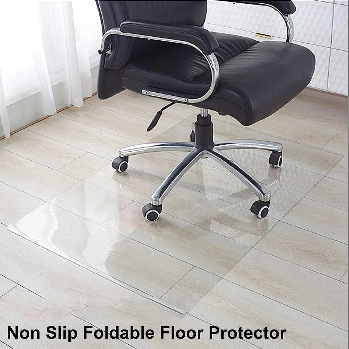 Protector de suelo redondo transparente para sillas de oficina y sillas de ruedas, antideslizante, 100 x 100 cm, transparente, ideal para alfombras y suelos duros