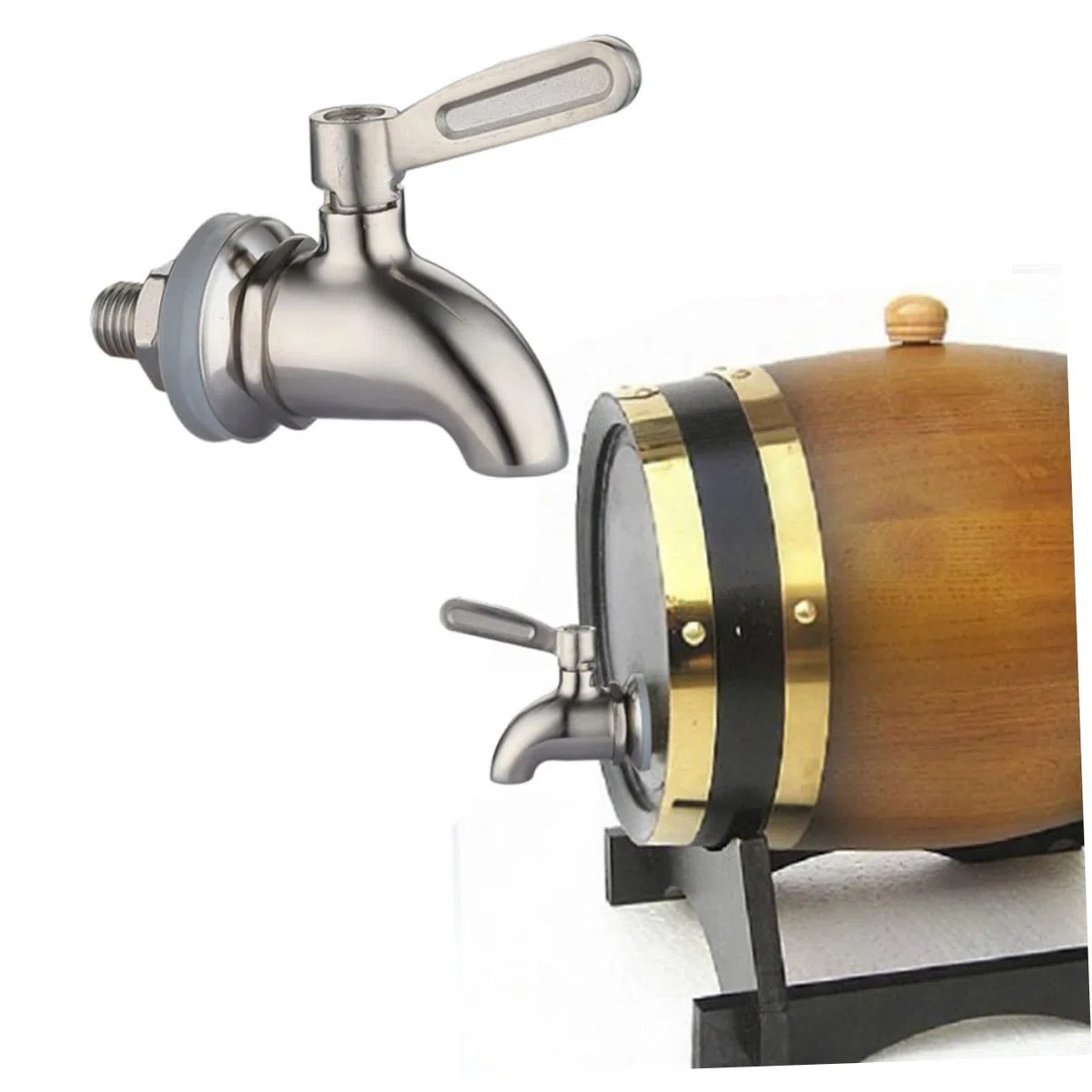 Cabilock Grifo para Barril de Vino Metálico de 12mm, Acero Inoxidable 304, Resistente Corrosión y Desgaste, Válido para Hogar y Negocio, Instalación Sencilla y Mantenimiento Fácil