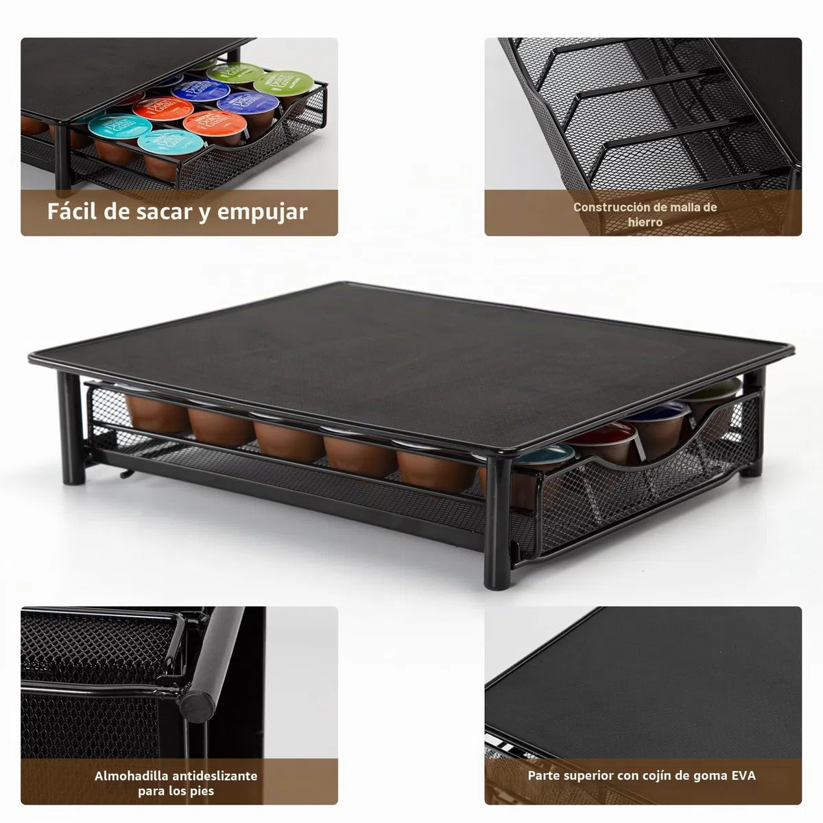 Soportes para Cápsulas de Café,Dispensador de Cápsulas Compatible con Dolce Gusto,Cajón de Metal para almacenar cápsulas Dolce Gusto capacidad para 24 cápsulas.