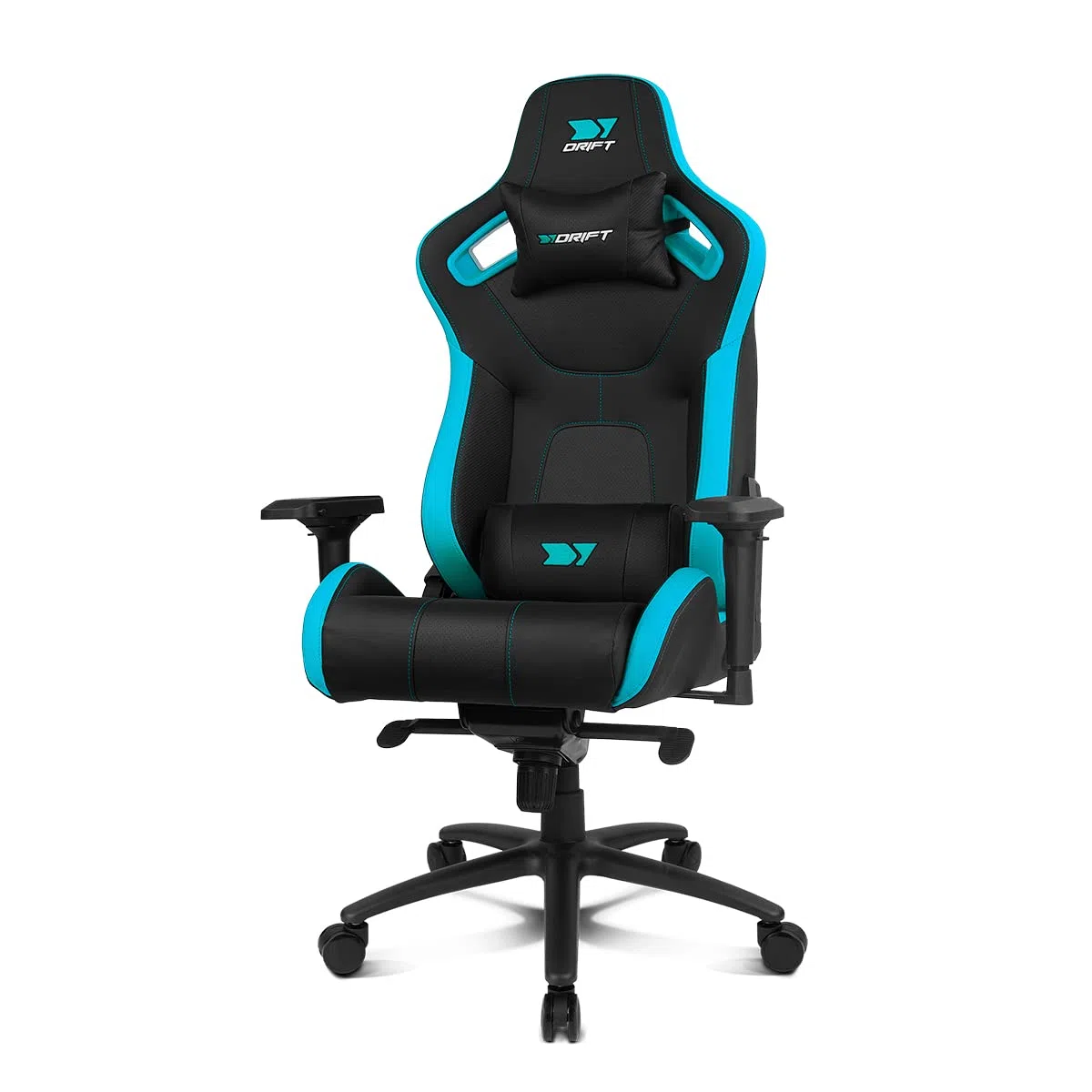 DRIFT GAMING DR600 - Silla Gaming Profesional, Polipiel, reposabrazos 4D, pistón Clase 4, Mecanismo Frog, inclinación, Giro, Bloqueo, cojín Lumbar y Cervical, Color Negro/Azul