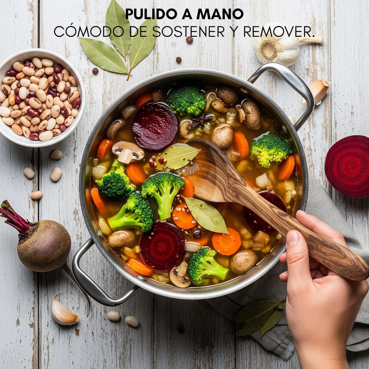Erreke Utensilios de Cocina en Madera de Olivo Natural, Set de 4, Elegante | Juego de Utensilios de Cocina. Cuchara Madera. Espátula Cocina. Hecho a Mano. Estilo Mediterraneo. Para Cocina y Mesa