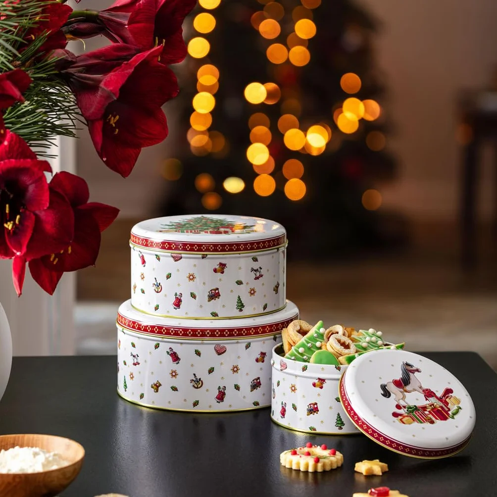Villeroy & Boch - Winter Collage Set de Cajas de Galletas Multicolor, Bote de Galletas Navidad, Tarros, Metal