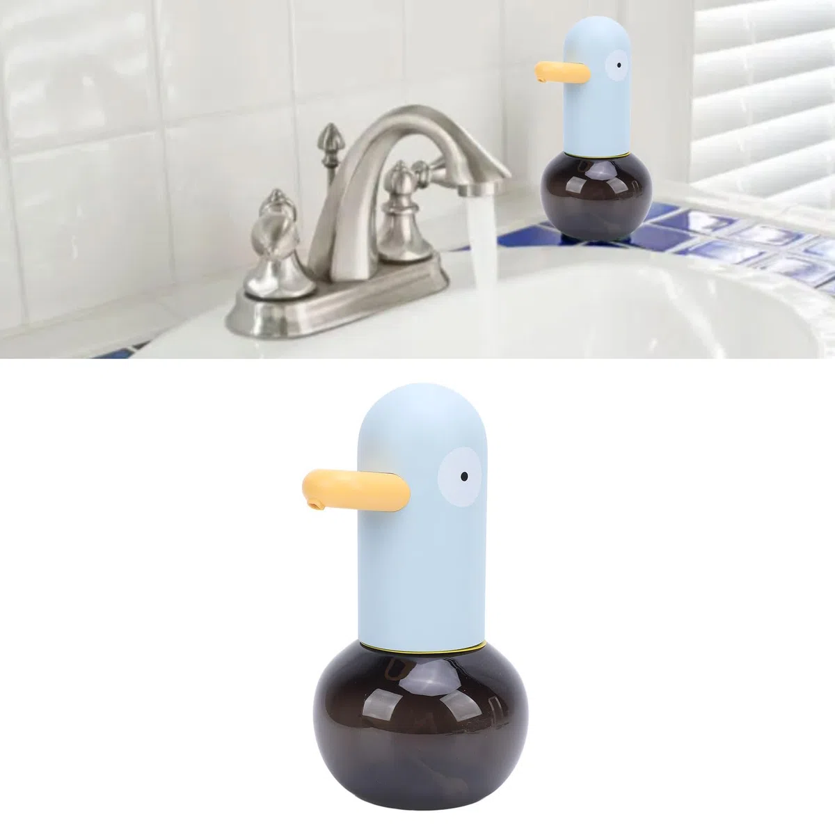 Dispensador Automático de Espuma Dispensador Automático de de Espuma con Diseño de Pato de Dibujos Animados, Recargable, sin Contacto, para Baño, Cocina, Fácil de Usar, Activado por Sensor