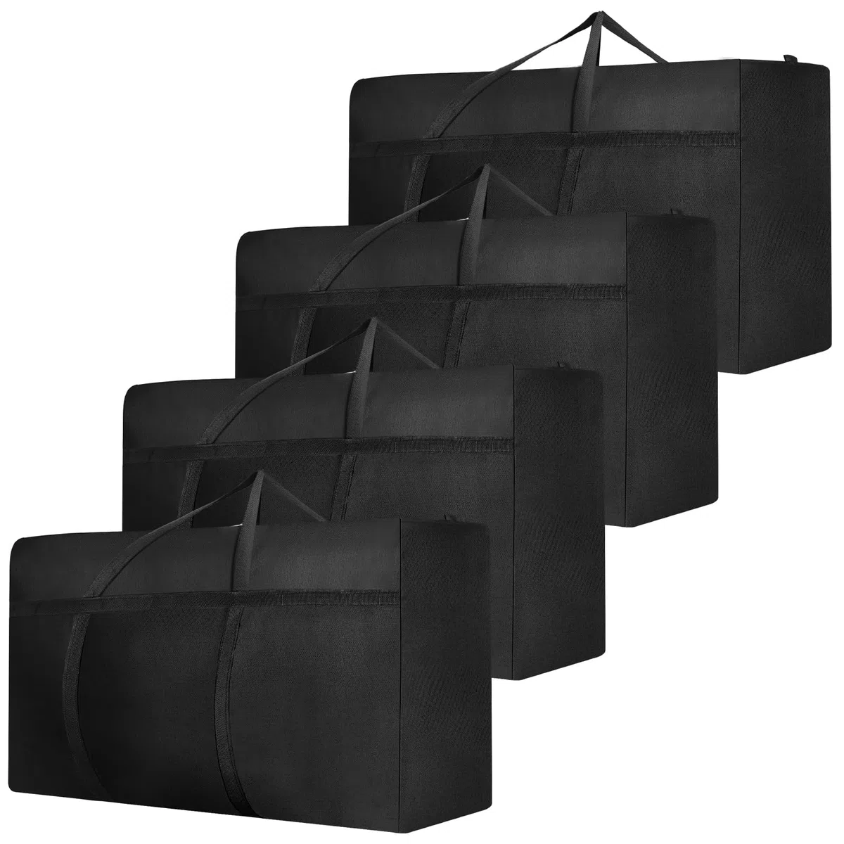 Dntorx 4 bolsas de almacenamiento grandes de 120 l, Oxford Heavy Duty con cremallera, asa, resistentes al agua, grandes bolsas de viaje para edredones, ropa de cama