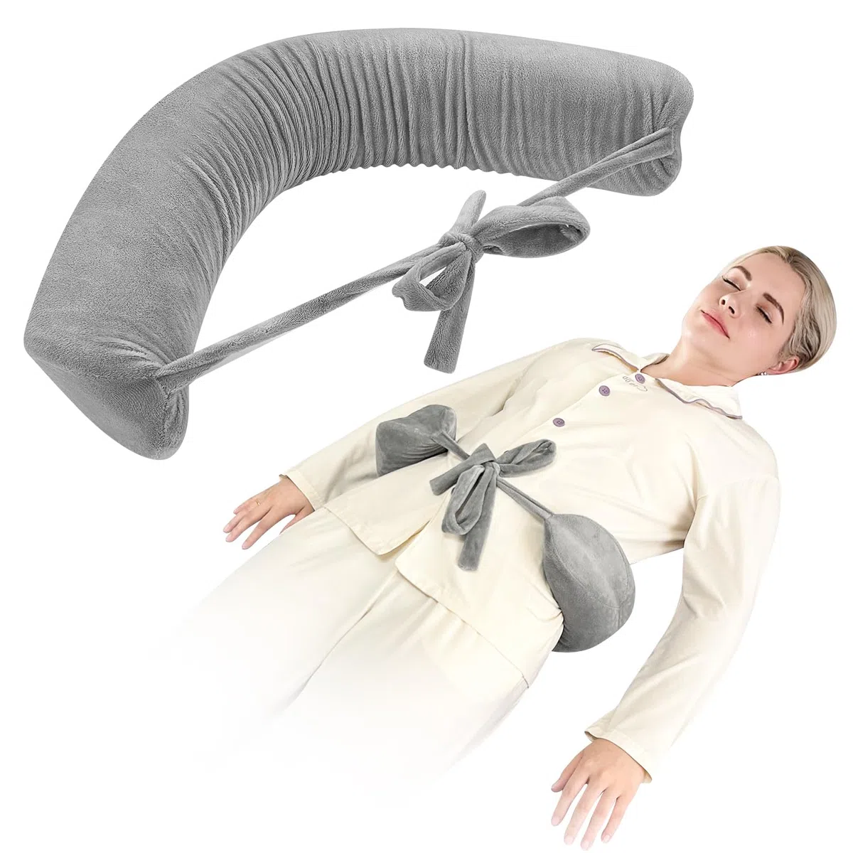 NEPPT Almohada lumbar para cama, almohada de apoyo para el dolor de espalda baja, almohada para dormir escoliosis, almohada de cintura para dormir de lado, almohada de recuperación de cirugía de