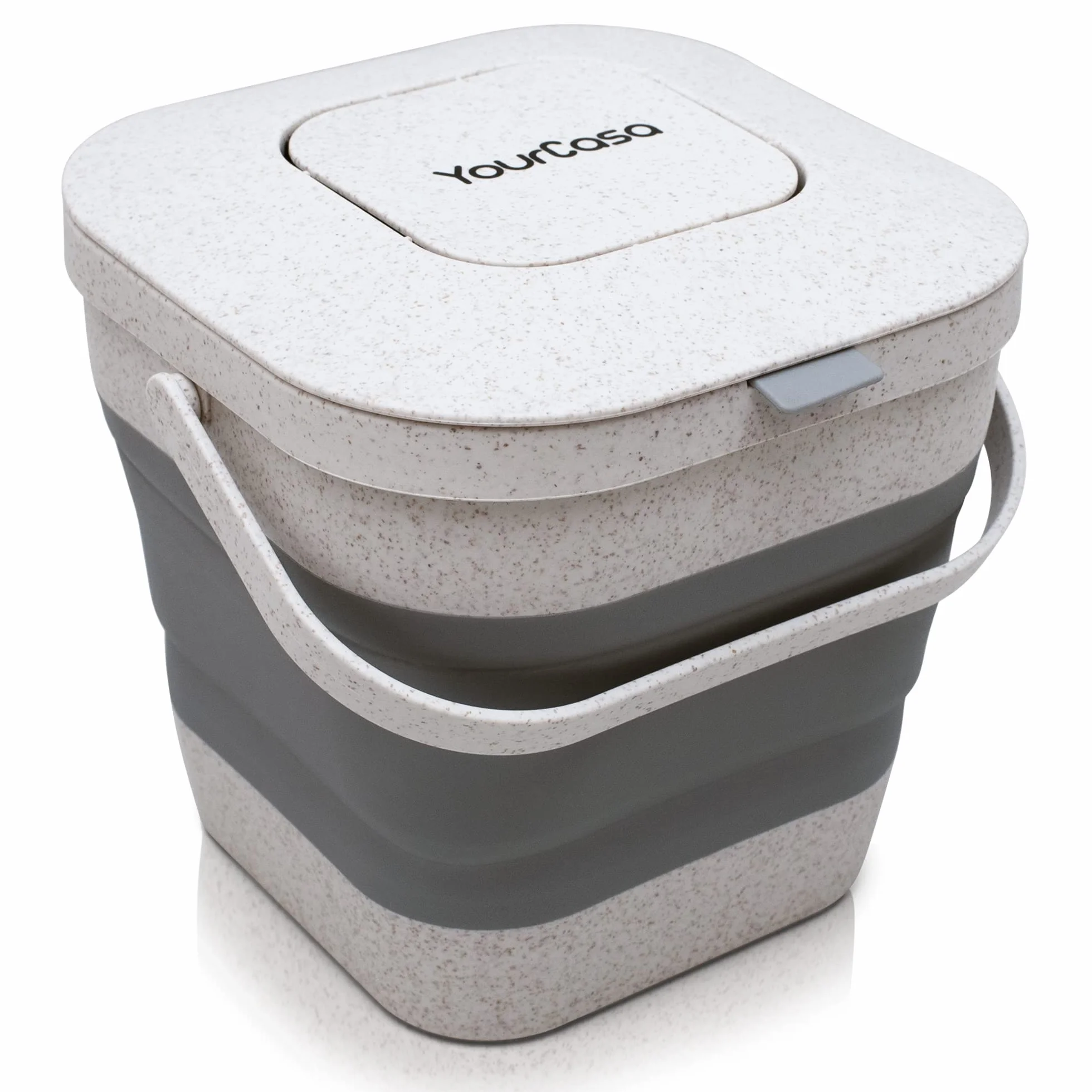 YourCasa® Cubo de basura cocina - 4L - plegable- para la basura orgánica diaria en la cocina - para lavavajillas - Resistente a los olores - basura ecológico sostenible con tapa - cubo de basura