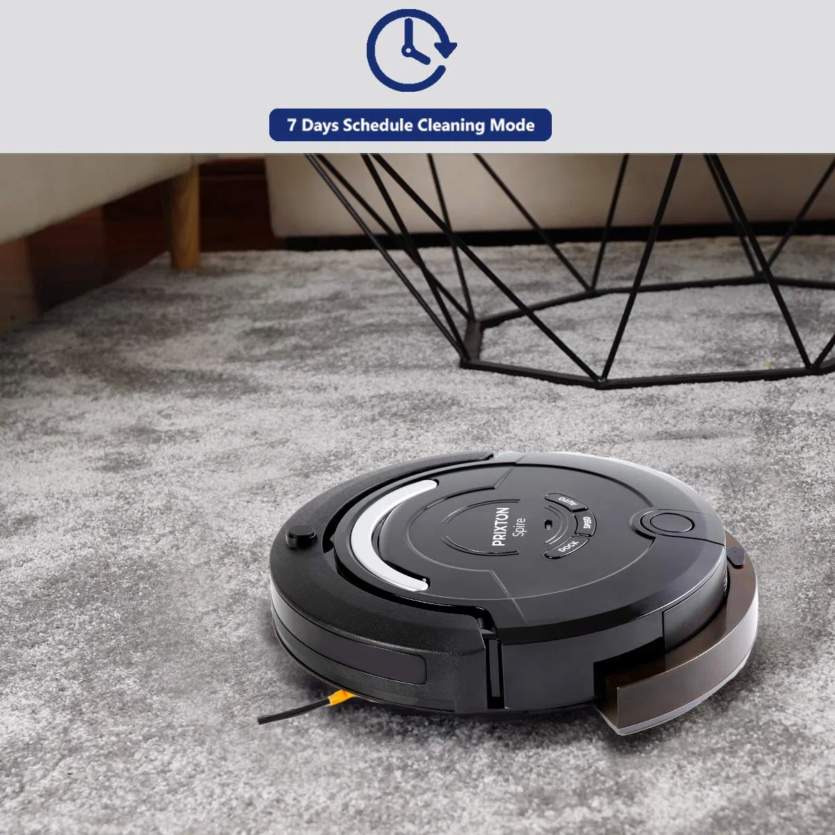 PRIXTON Spire 916 Robot Aspirador/Robots Aspiradores Fregasuelos, con App para Móvil, Programable, para Suelo Seco y Húmedo con 3 Modos de Limpieza: Automática, Esquinas, Profunda