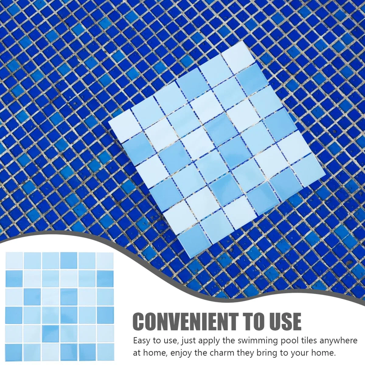 Levemolo 36 azulejos decorativos de cerámica para piso de piscina, mosaico duradero para fondo del hogar, fácil de incrustar, azulejos azules brillantes para reparación de baño y spa