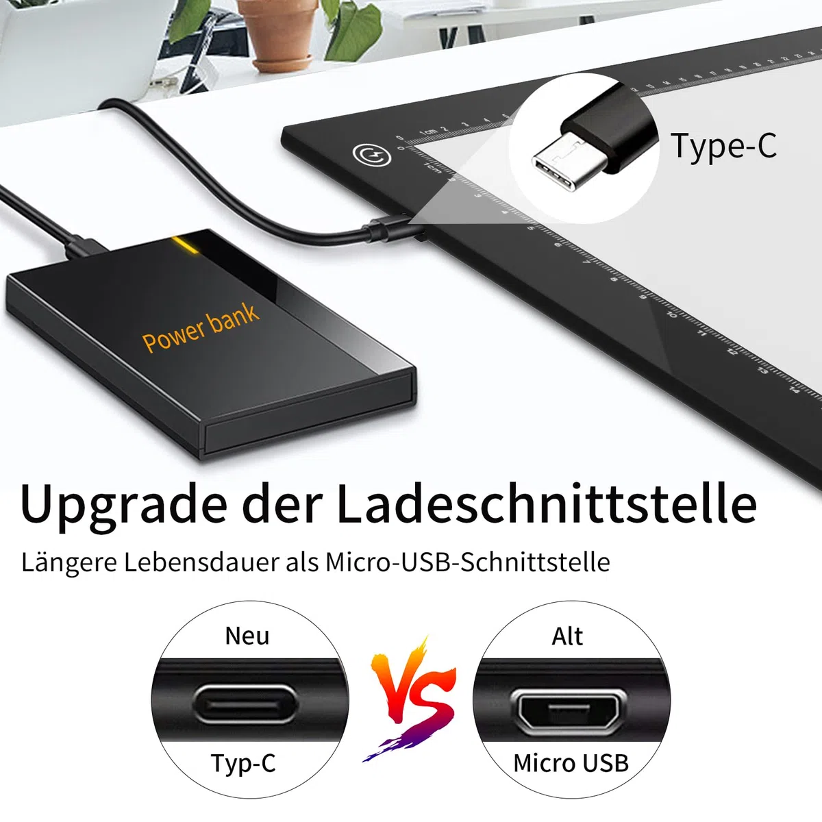 Mesa de luz LED A4,almohadilla de luz LED Dibujo de panel de luz ultrafino,caja de luz de interfaz tipo C,brillo ajustable para pintura de diamantes,artistas,bocetos,animación,visualización de rayos X