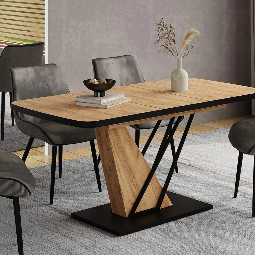 Vicco Mesa de Comedor Fenaro, Roble Dorado, 120-160 x 80 cm | extensible, extensible hasta 160 cm con placa adicional integrada