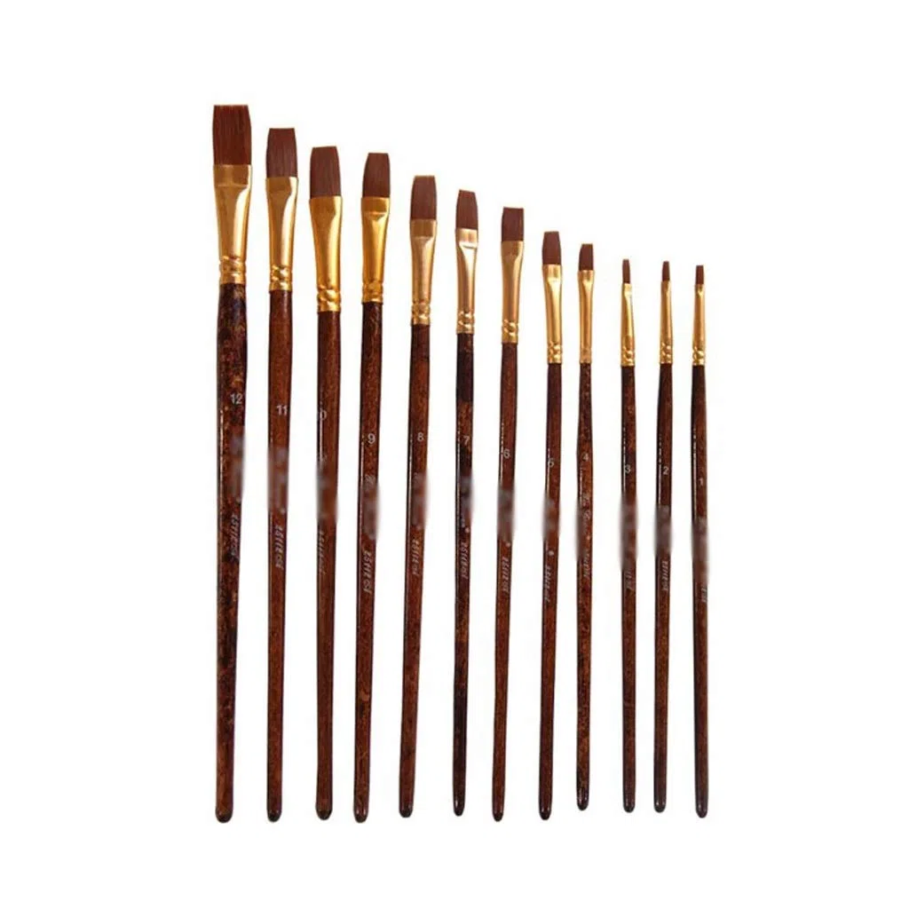 Set de 12 Pinceles de Acuarela numerados con Pelo de Nailon para modelismo. Materiales para Manualidades y Arte.，A