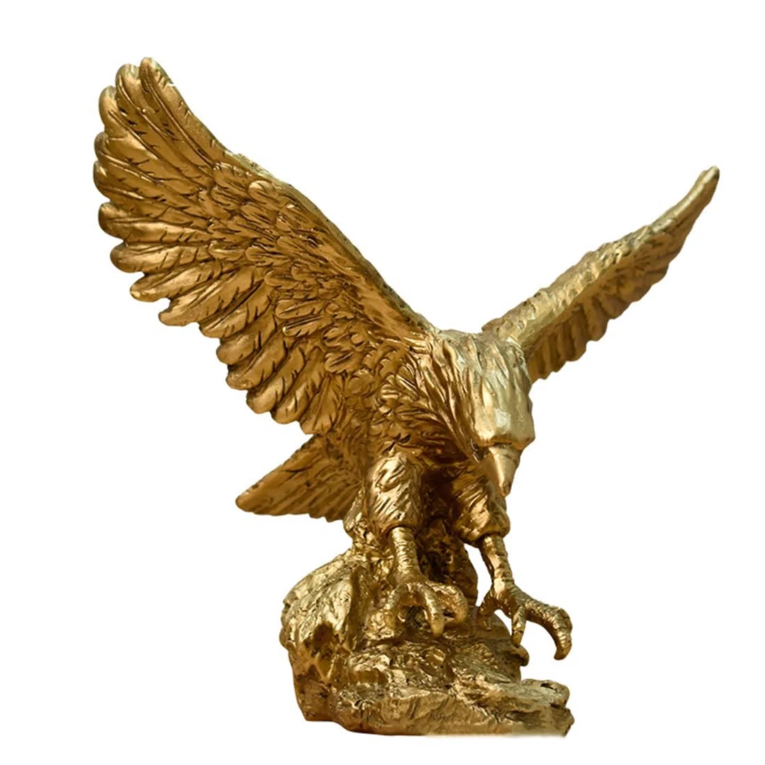 Estatua de resina de águila dorada, colección de figuras de águila moderna, decoración del hogar moderna, adecuada para sala de estar, escritorio, estantería, decoración de entrada (A)