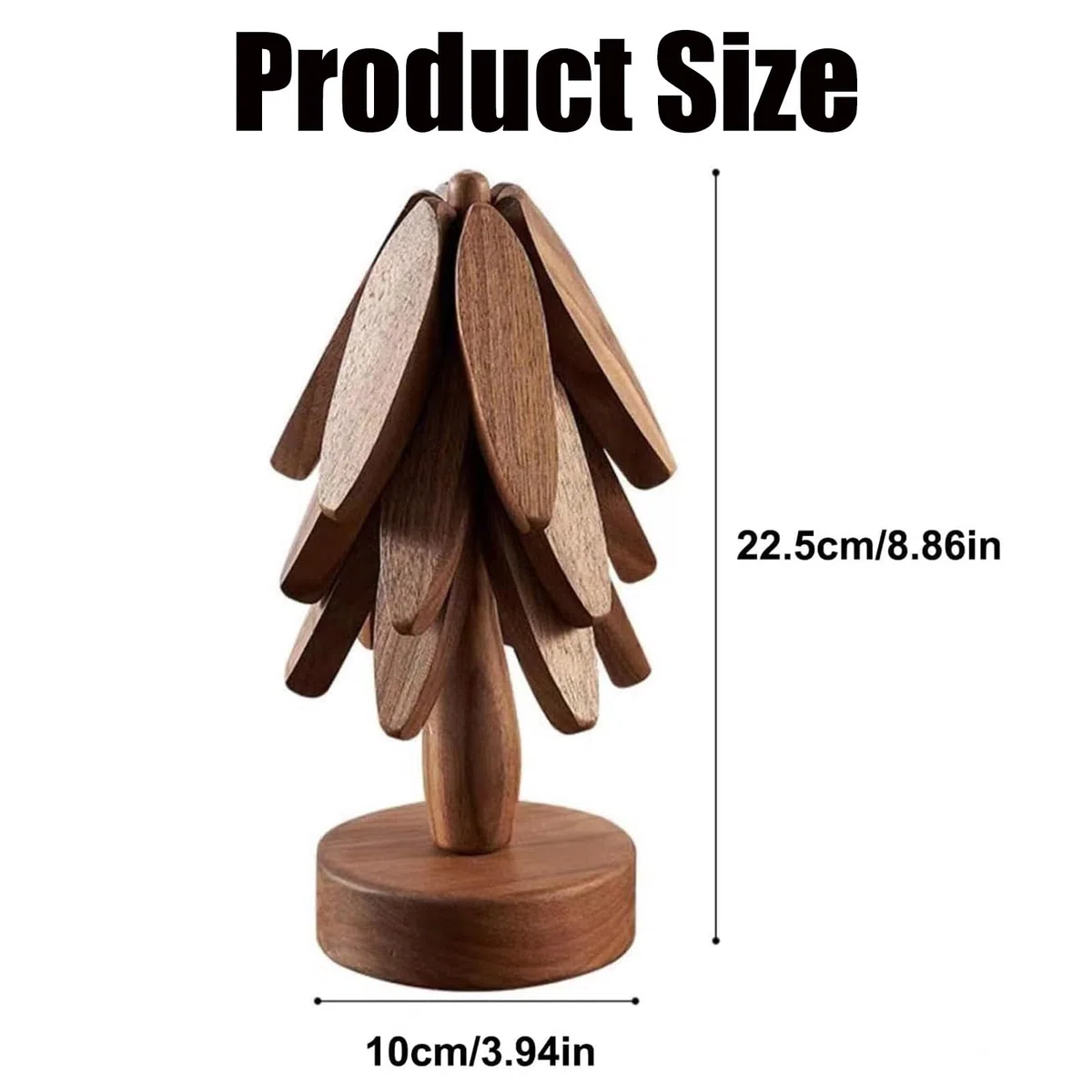 Treevet - Juego de posavasos de madera, salvamanteles de madera, salvamanteles de madera, salvamanteles de árbol de Navidad, salvamanteles de madera para tazas, sartenes calientes, platos de madera