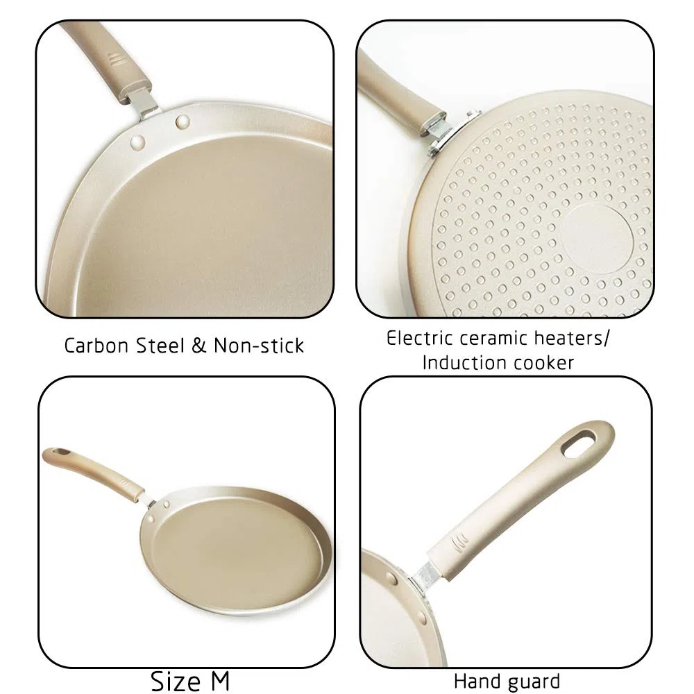 Sartén de Crepes y Tortitas Inducción Antiadherente Aleación de Aluminio Pan de Tortilla Cazos de Cocina para Hacer Bistec Tortitas Mollete etc 20m con Utensilios de Cocina
