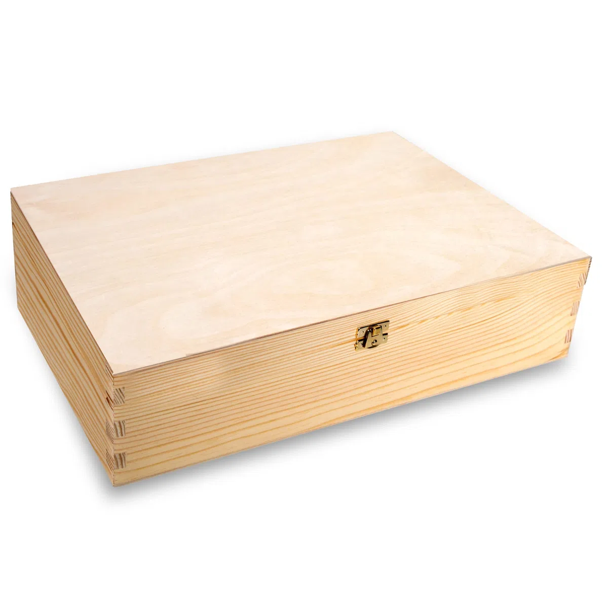 Caja de madera natural con tapa, , 40 x 30 x 10 cm, caja de recuerdos, regalo