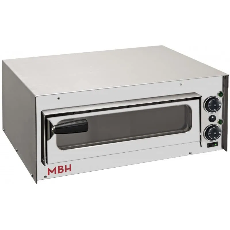 MBH - Horno de pizza profesional pequeño de 1 cámara. Horno eléctrico industrial puerta acero inoxidable