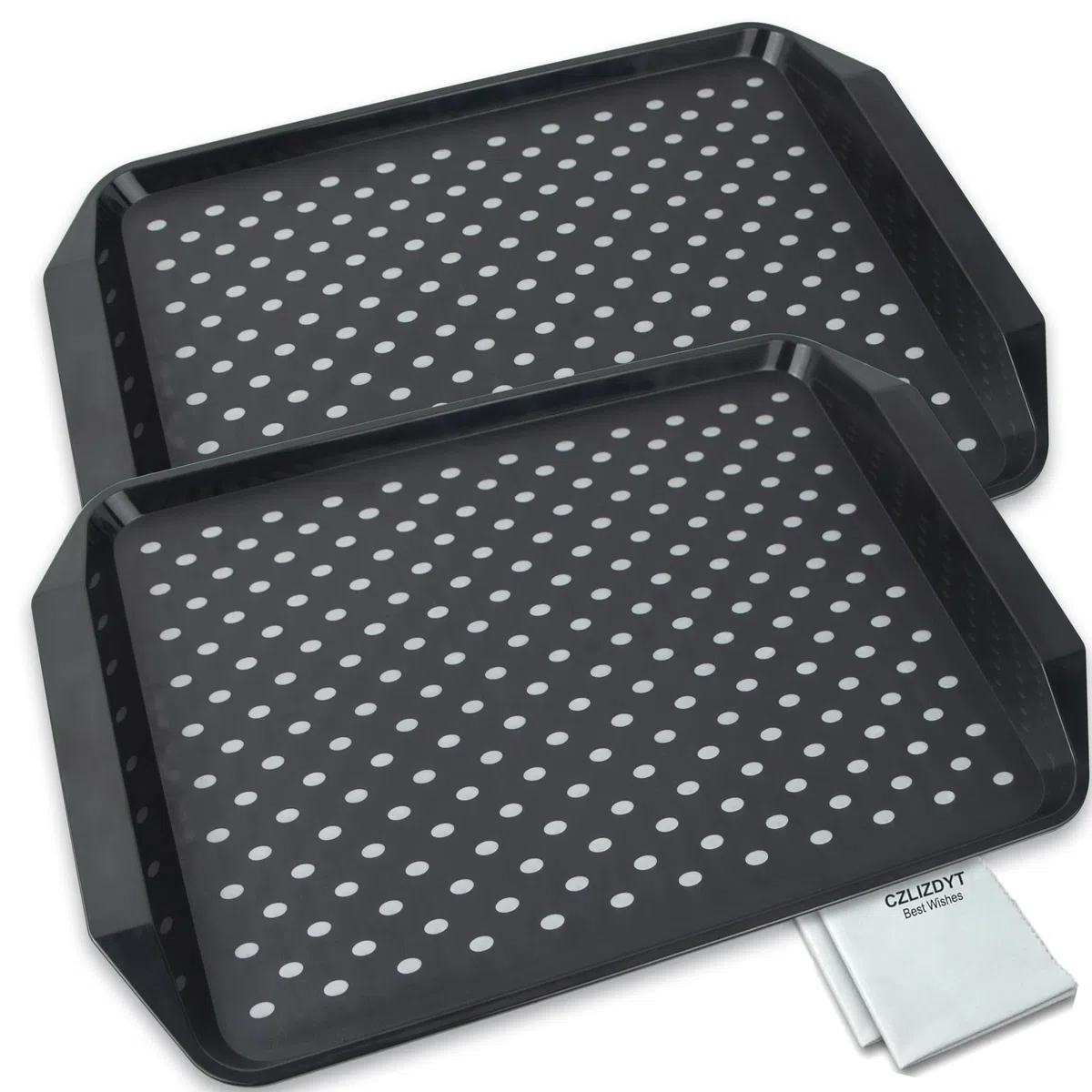 Czlizdyt Bandeja antideslizante para servir con asas, color negro