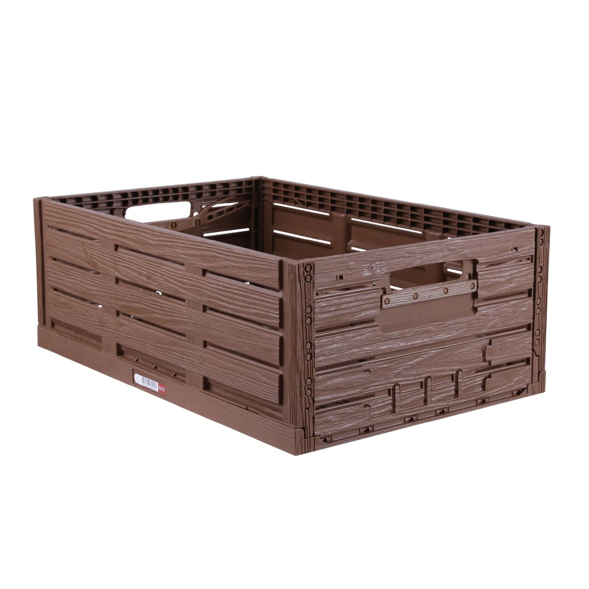 Caja plegable estable con aspecto de madera, 60 x 40 x 21,8 cm (45 L), apilable