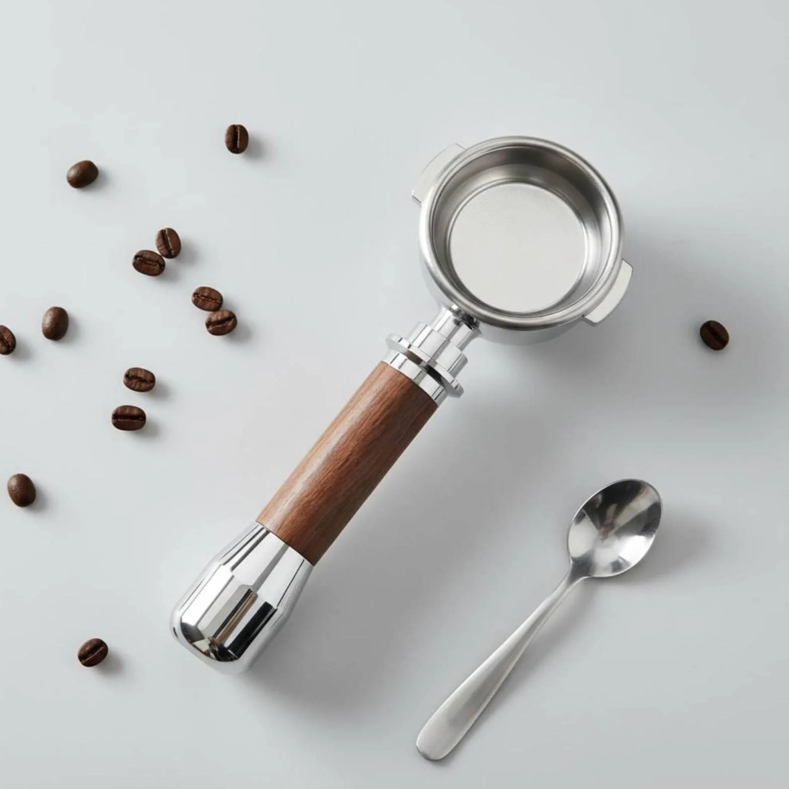 rockible Portafiltro sin Fondo y con Fondo 2 en 1 Portafiltro E61 58 Mm Flujo Uniforme para Cafetera Espresso, Blanco, ABS Blanco
