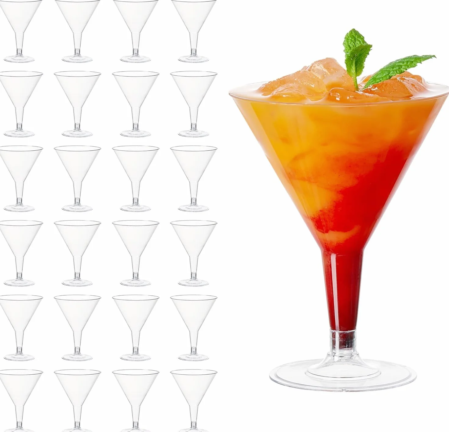 MATANA 48 Copas de Martini de Plástico, Copas de Coctel, 210ml - Vasos de Plástico Reutilizables y Elegantes para Cócteles y Postres - Cumpleaños, Bodas, Fiestas