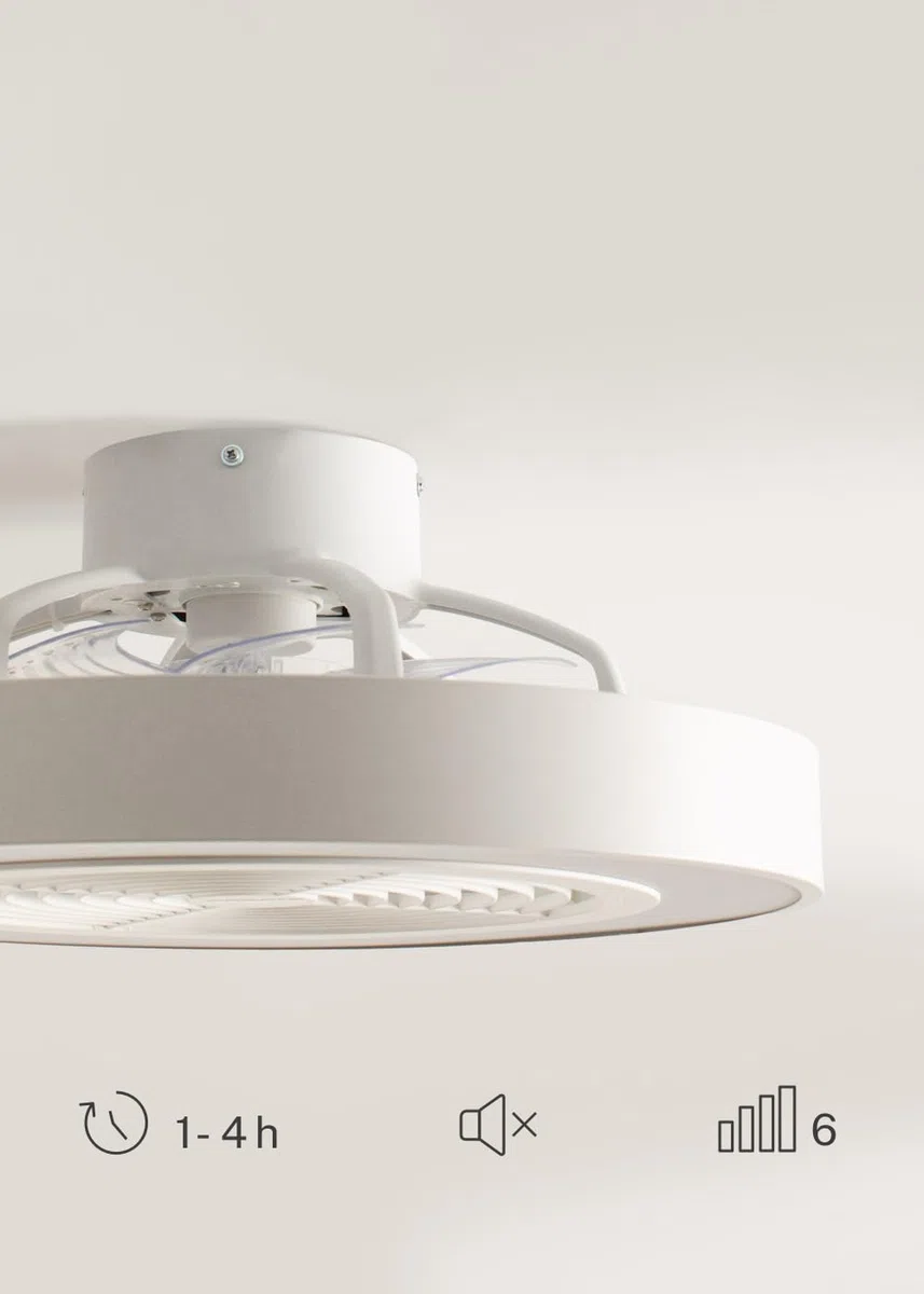 CREATE / WIND CLEAR EASY S/Ventilador de techo con aspas ocultas blanco con mando / 40W, Silencioso, Ø50 cm, luz LED 3 temperaturas, temporizador, función verano-invierno