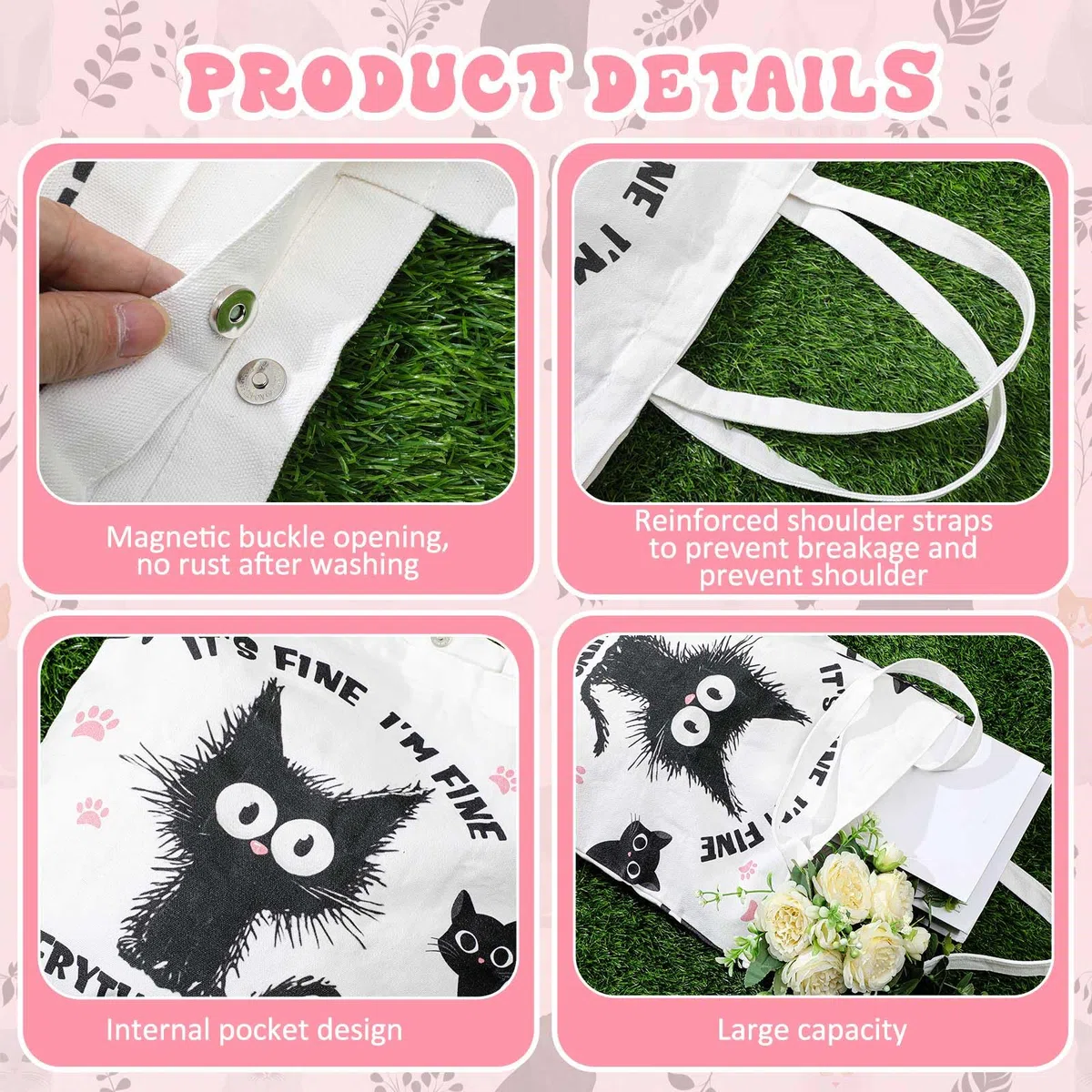 Paterr 4 regalos para amantes de los gatos para mujeres, regalo temático de gatos para cumpleaños con bolsa de lona de vidrio de 16 onzas con calcetines de pajita, bonito llavero