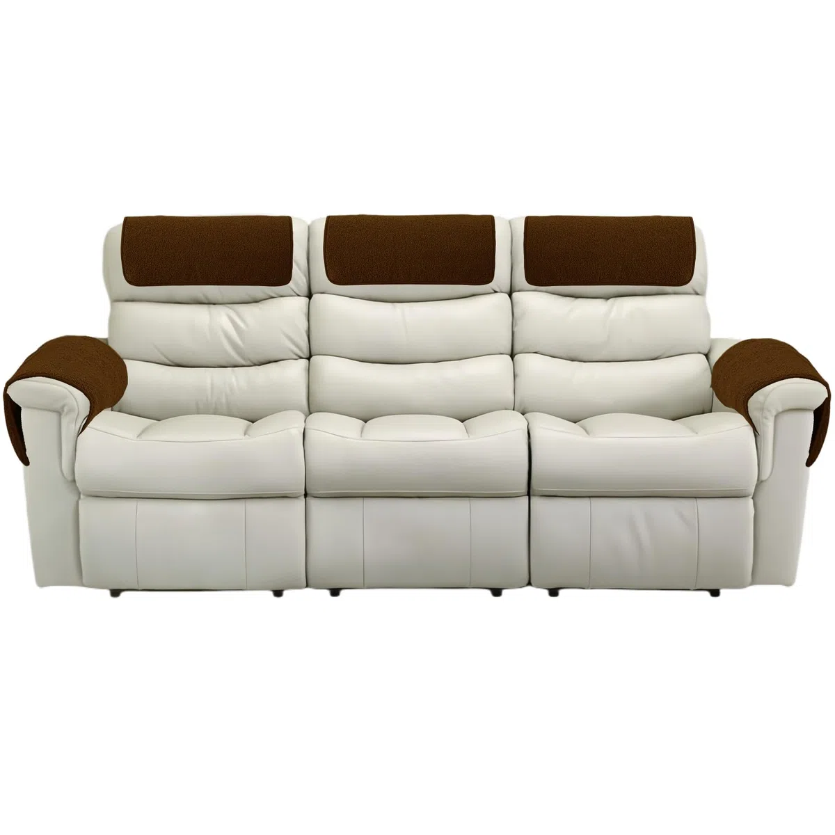 Fundas De Sofá para Brazos Antideslizantes Funda De Reposacabezas De Sofá para Silla Reclinable Fundas De Sillón Protector De Muebles con Bolsillos (Brown,3 Plaza)