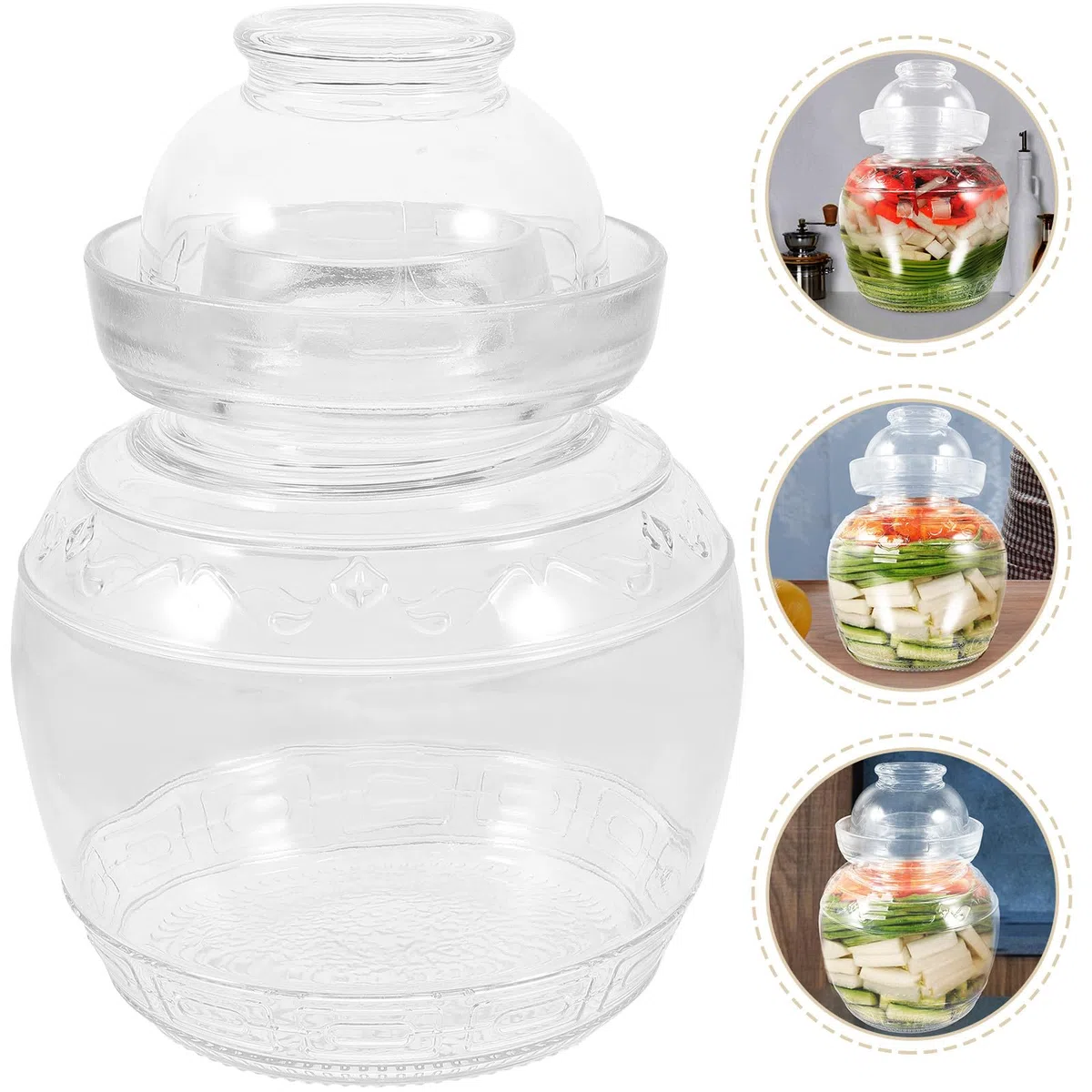 Tarro de Vidrio para Fermentación Doméstica Transparente y Hermético Recipiente para Conservar Encurtidos y Alimentos Cocina Capacidad Diseño Práctico y Duradero