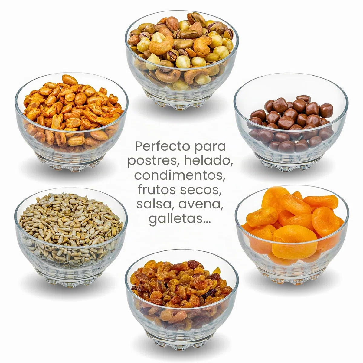 Volarium CRYSTALIA Cuencos de Postre SIN PLOMO Cuenco de Helado de Vidrio, Cuencos para Postres Cristal, Tazones para Salsas Cuencos Aperitivos Copas Postre Cristal Cuenco Natillas Bol Natillas
