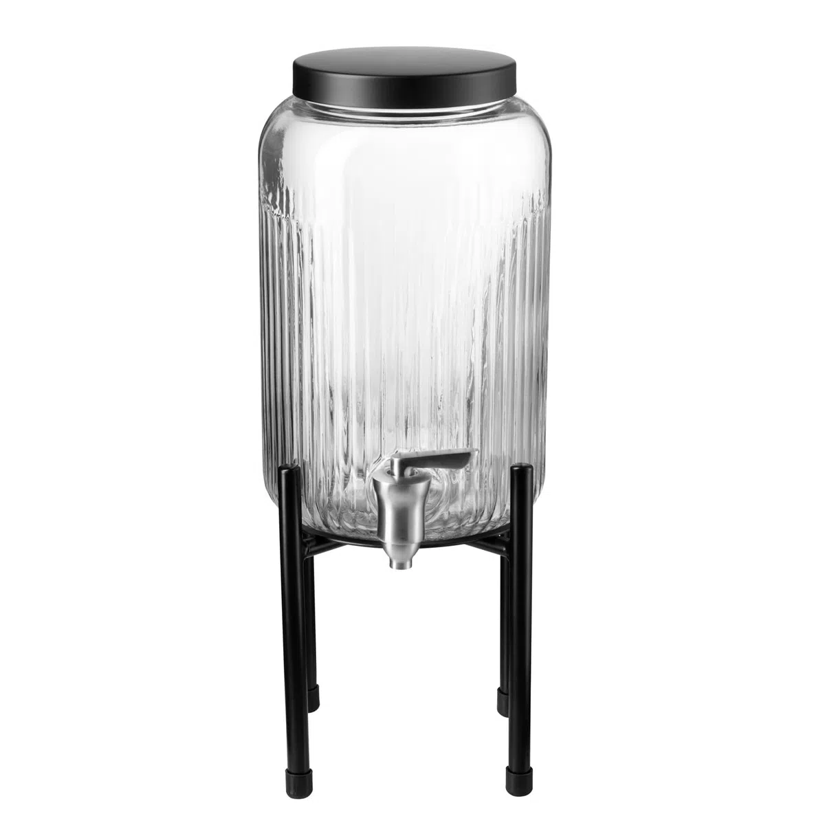 APS 10452 - Dispensador de bebidas industrial (diámetro de 16 cm, altura: 40 cm, 3,8 L, estructura y tapa de acero inoxidable), color negro
