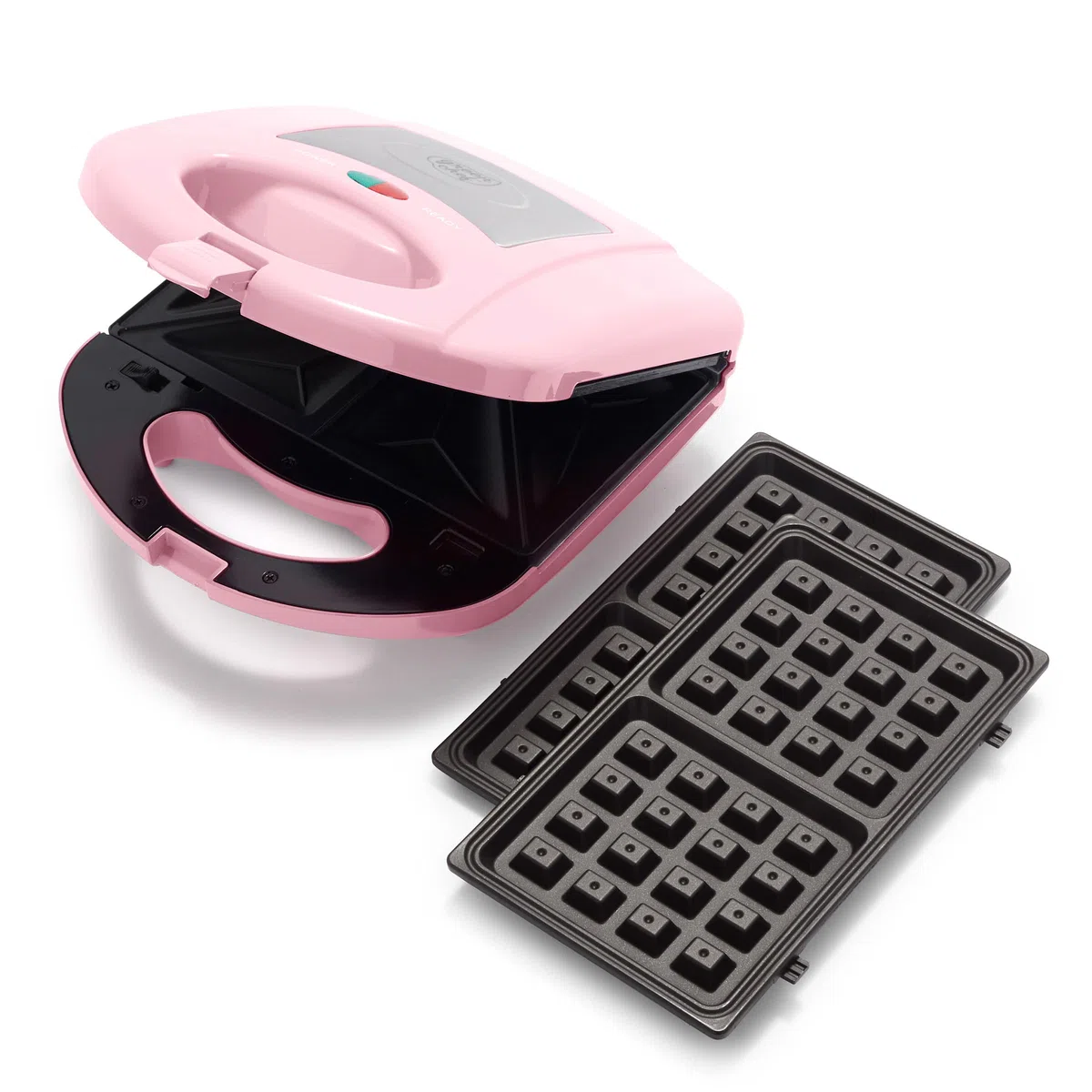 GreenChef Electric Paniniera, Gofrera y Sandwichera 3 en 1, Antiadherente Cerámica Saludable sin PFAS, Placas de Grill Extraíbles Aptas Lavavajillas, Fácil Indicador Luminoso y Tapa con Cierre, Rosa
