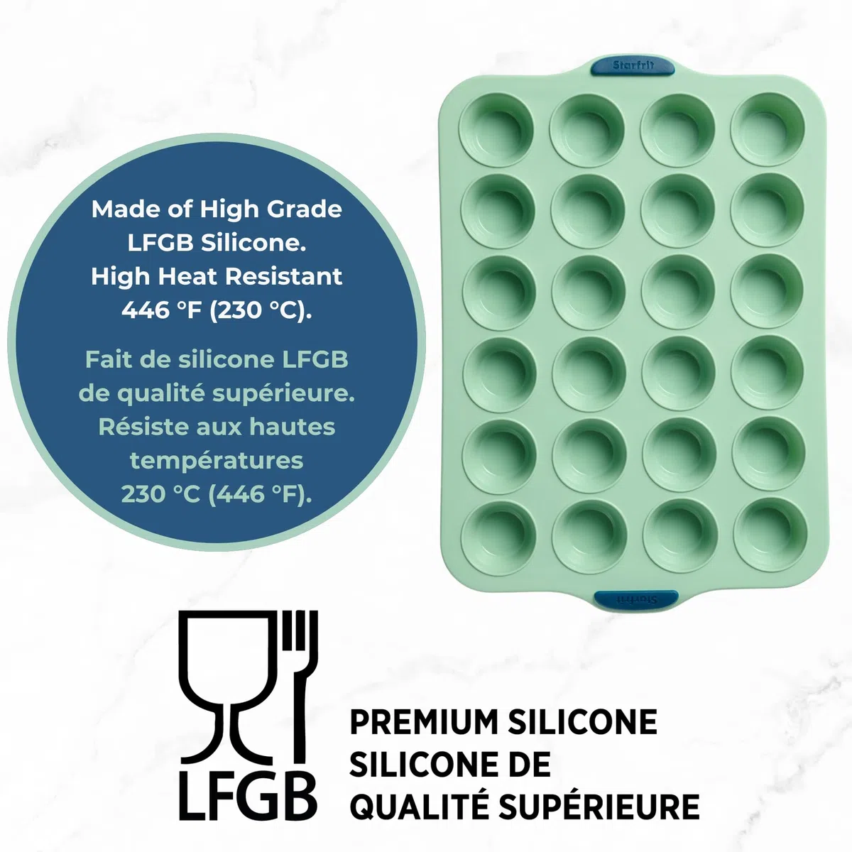 STARFRIT Moldes de silicona para hornear, 24 mini magdalenas