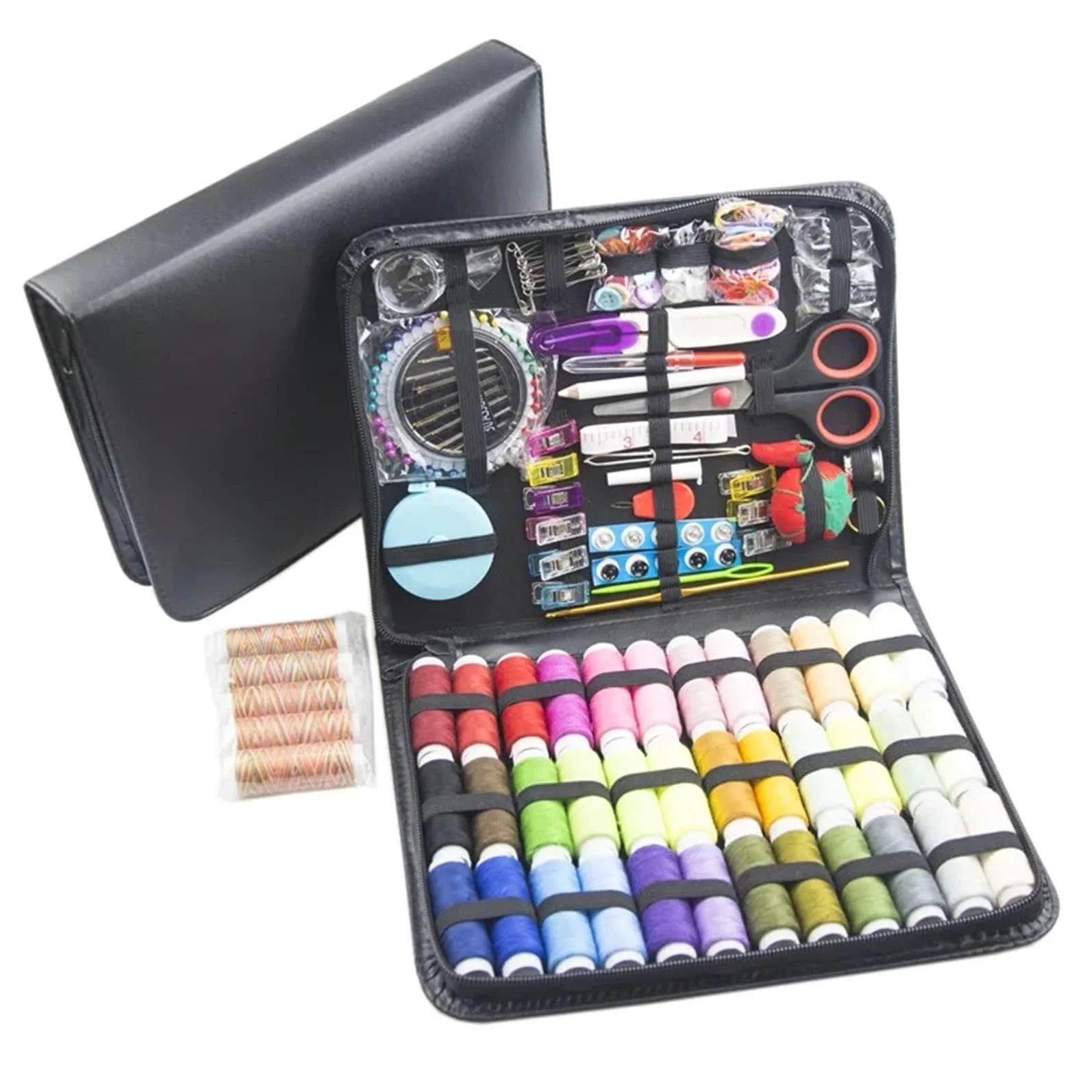 Kit de Costura de Viaje Kit de costura con hilos, agujas, bolsa almacenamiento, tijeras, cinta métrica, botones, portátil, for viajes, bricolaje, bordado, manualidades, caja(229PCS)