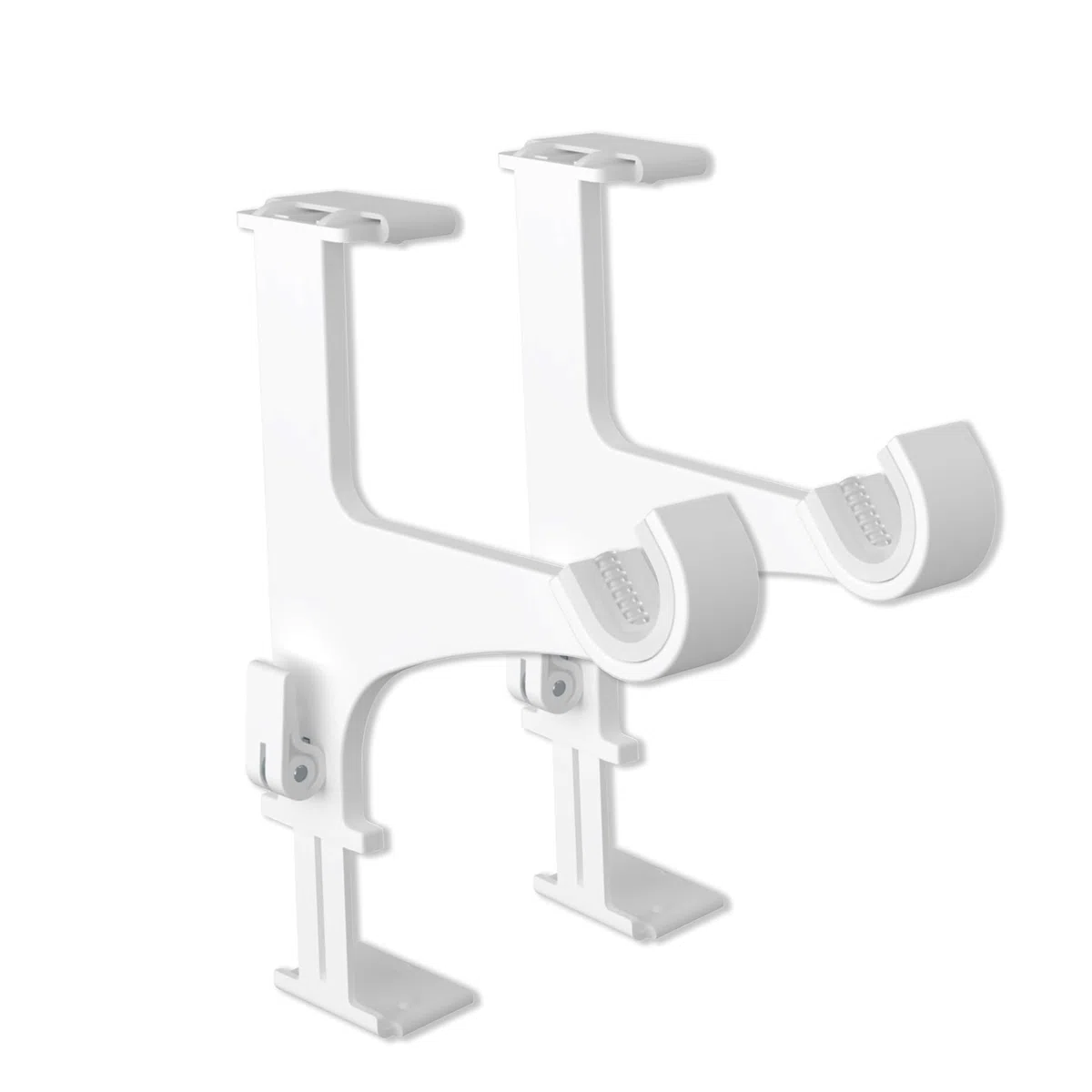 Juego de 2 soportes para varillas de cortina, sin perforación y con adhesión, fijación para cajón de persianas, 14-24 cm, D20-28 mm, blanco, calidad francesa