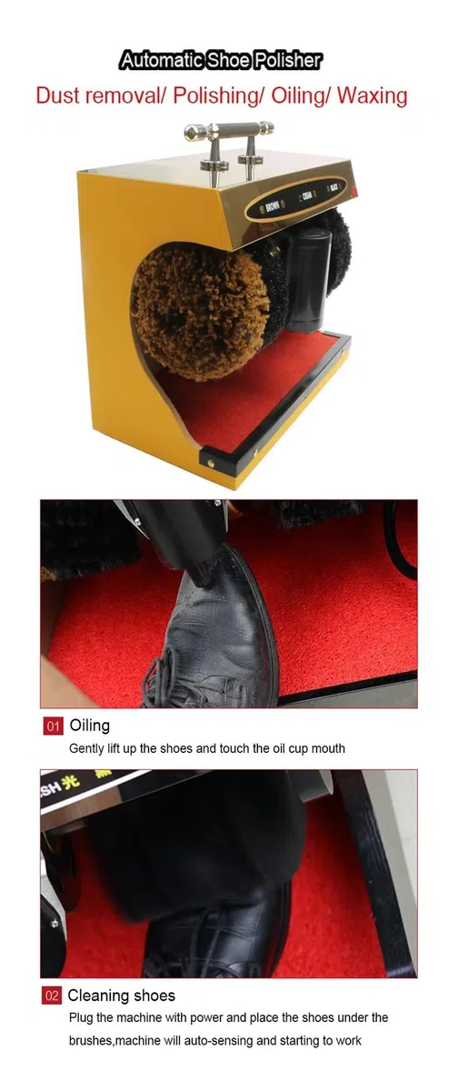 Limpiador de zapatos eléctrico, cepillo pulidor de zapatos for el cuidado de la suela, pulido automático, máquina de limpieza con brillo de cuero,Herramientas mecánicas(Soft brush Gold)