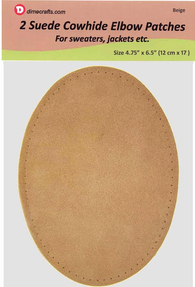 Dos Grandes coser Natural ante codo parches 4,75 en X 6,5 en color beige