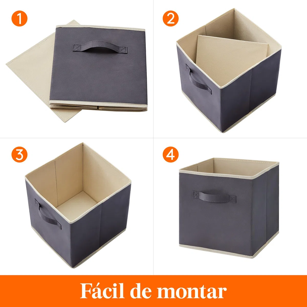 Lifewit Juego de 10 Cubos de almacenamiento plegables, Cestas de Almacenamiento de Tela, Cajas de Almacenamiento con asas, Organizadores para ropa, Juguetes, 26,5 x 26,5 x 28 cm, 18 L, Gris