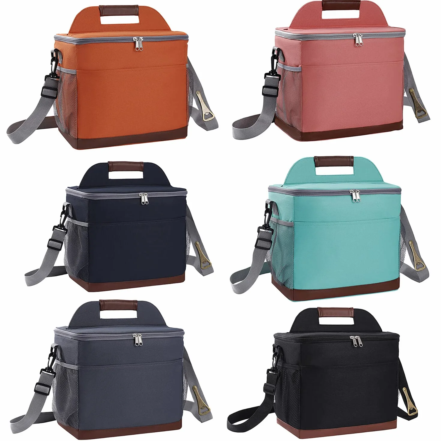 Bolsa isotérmica para el almuerzo, 16 L, portátil, impermeable, para almuerzo, pícnic, con correa para el hombro, doble compartimento para trabajo, escuela, viajes, oficina, azul oscuro
