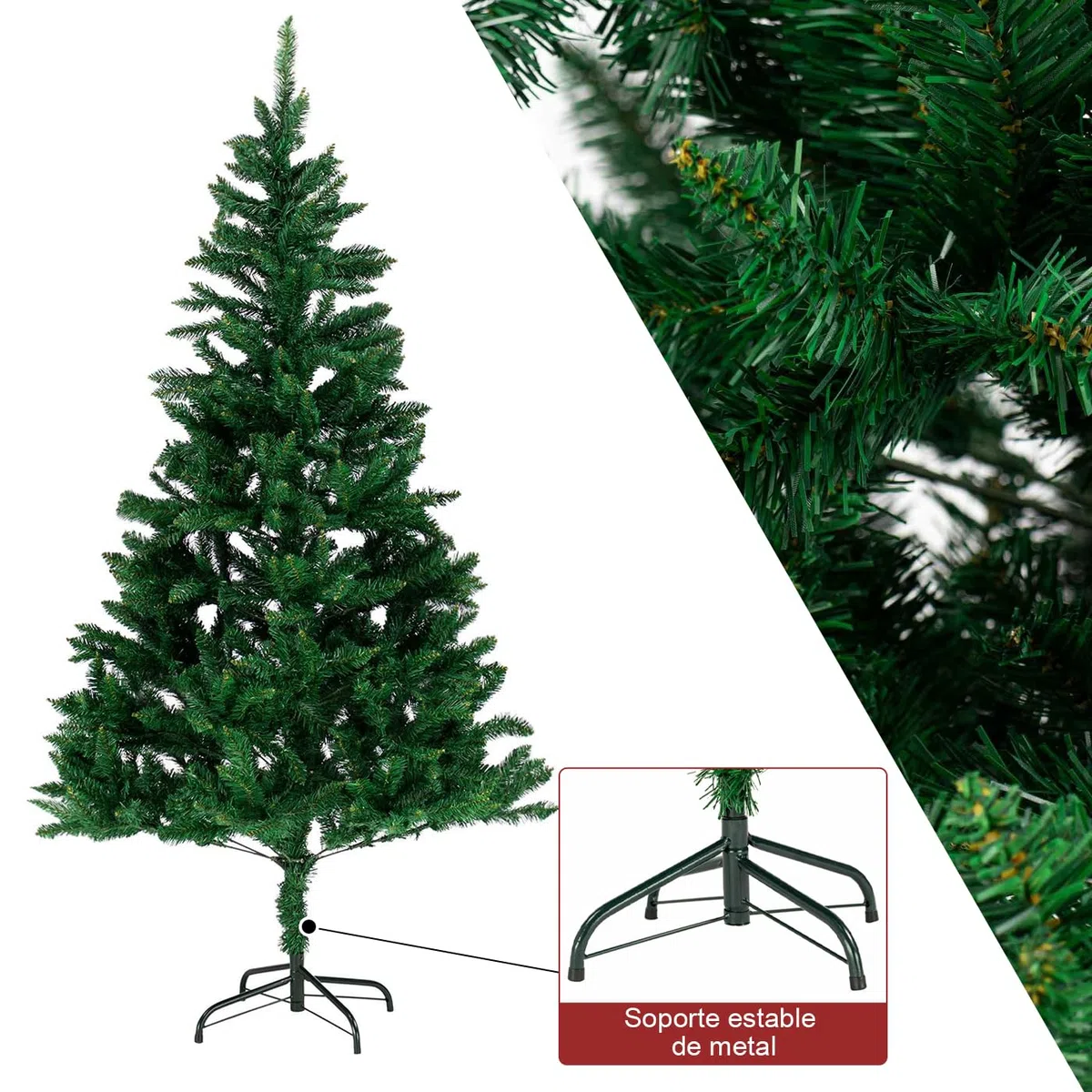 MERCURY TEXTIL- Árbol de Navidad Artificial Verde, Altura de 120/150/180/210/240cm, Árbol de PVC Ignifugo con Soporte Metálico Plegable, Estructura Desmontable, Ramas Abatibles.(180cm)