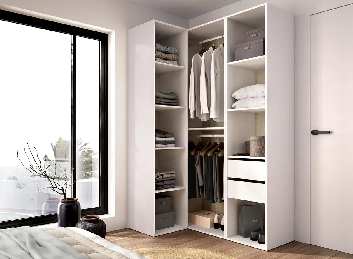DEKIT Grupo RIMOBEL-Conjunto Armario-VESTIDOR Rincon con Trasera Reversible