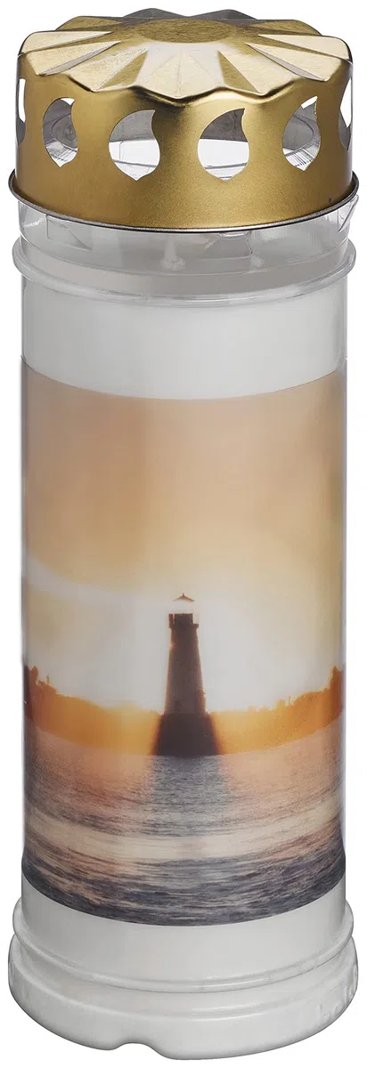 Bolsius - Luz de tumba – Blanco – Juego de 6 unidades – Faro – Longitud de la combustión 7 días – Vela de luto & Memorial – con diseño – Sin aceite de palma – Nº 7 – 20 x 7,5 cm