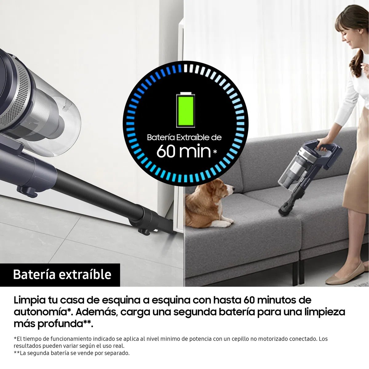 Samsung Aspiradora sin Cable Jet 85 Pet 210AW con Cepillo para Mascotas+ VS20C8522TN/WA