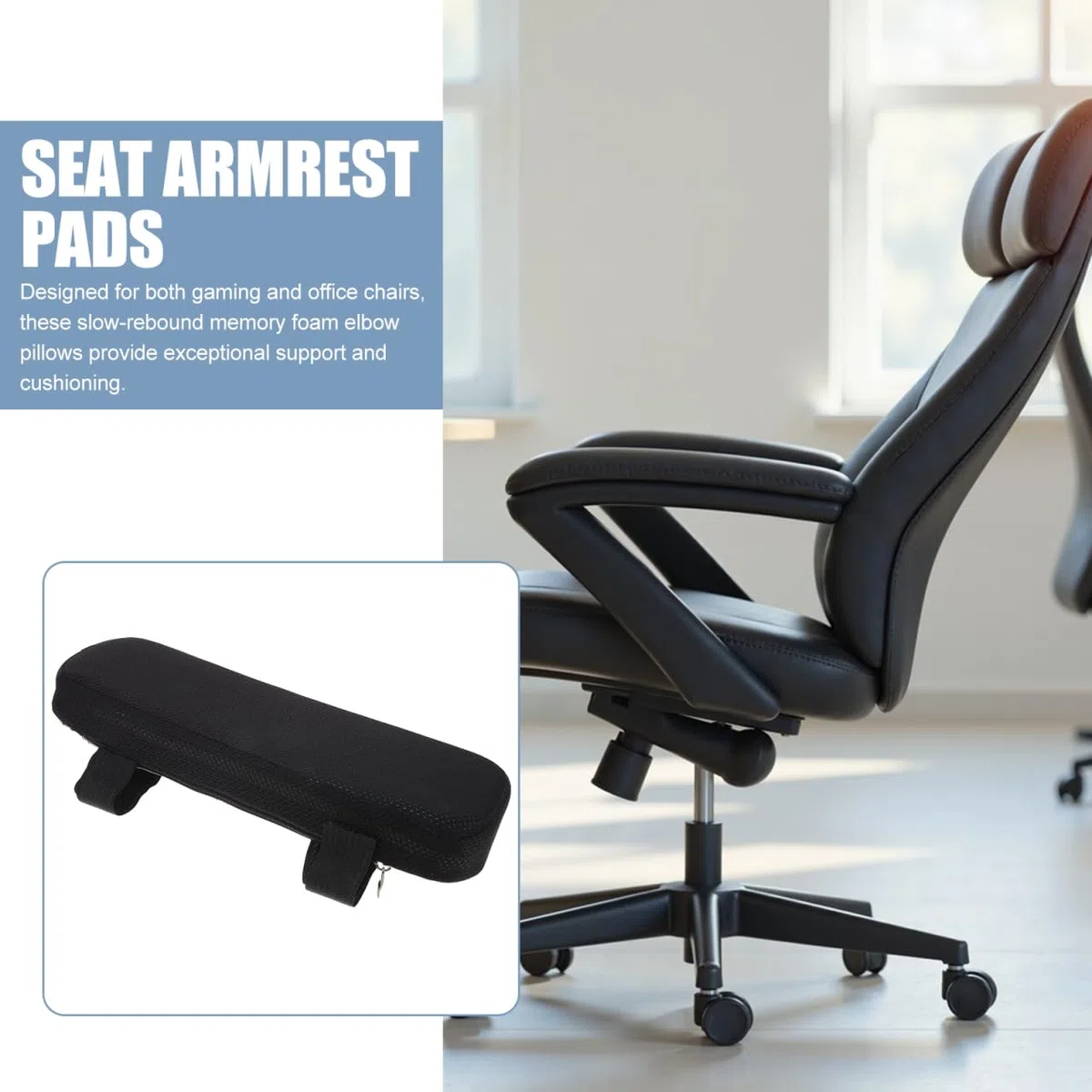 Lurrose Almohadilla Ergonomica Para Reposabrazos De Silla Oficina Y Gaming Cojín Viscoelástico Con Gel Refrescante Reemplazo Universal Para Apoyabrazos De Escritorio 10.23X3.14X1.37In