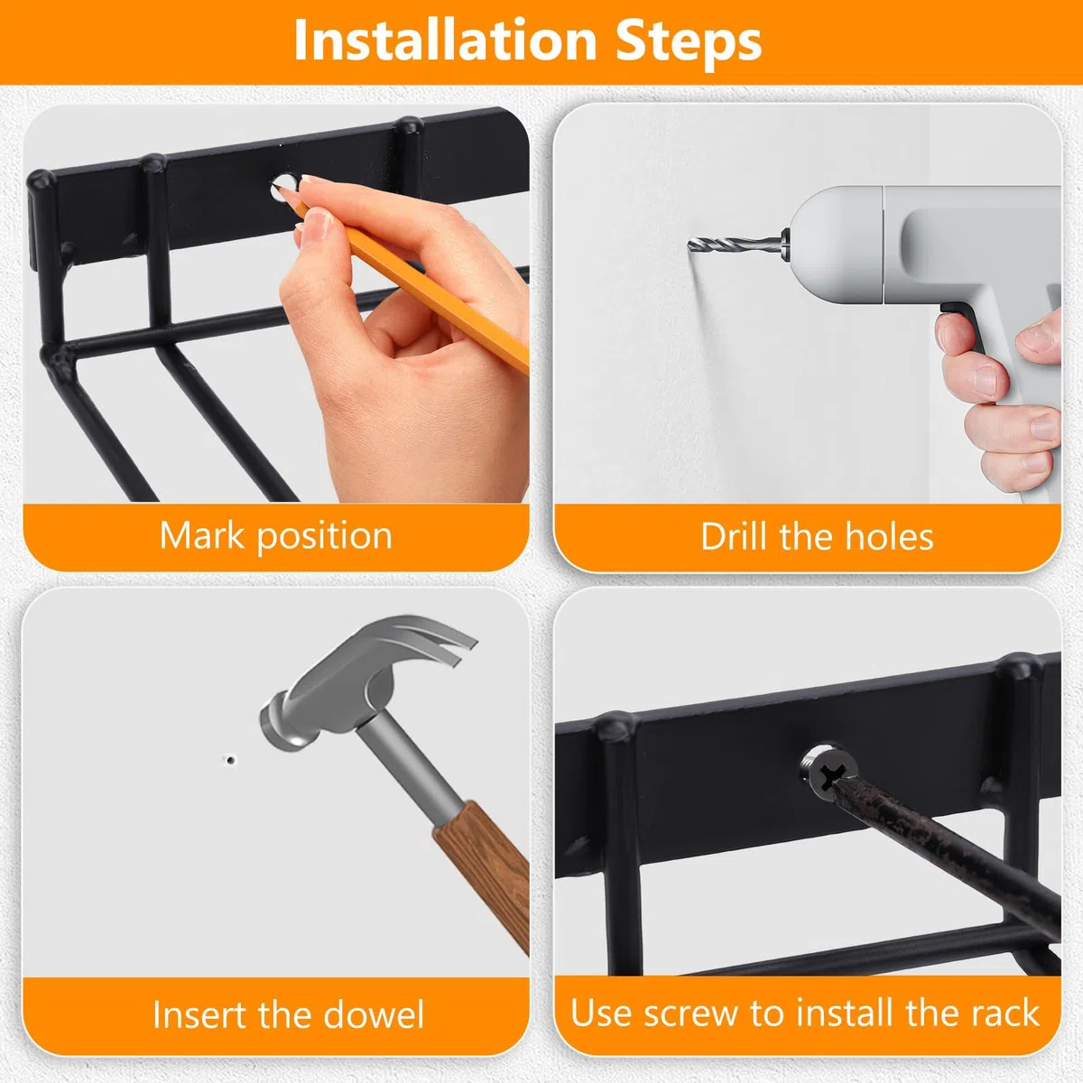 Gugxiom 2 zapateros de pared, zapatero de metal negro para exteriores, para botas de goma y botas altas, adecuado para armarios, pasillos, exteriores y garajes