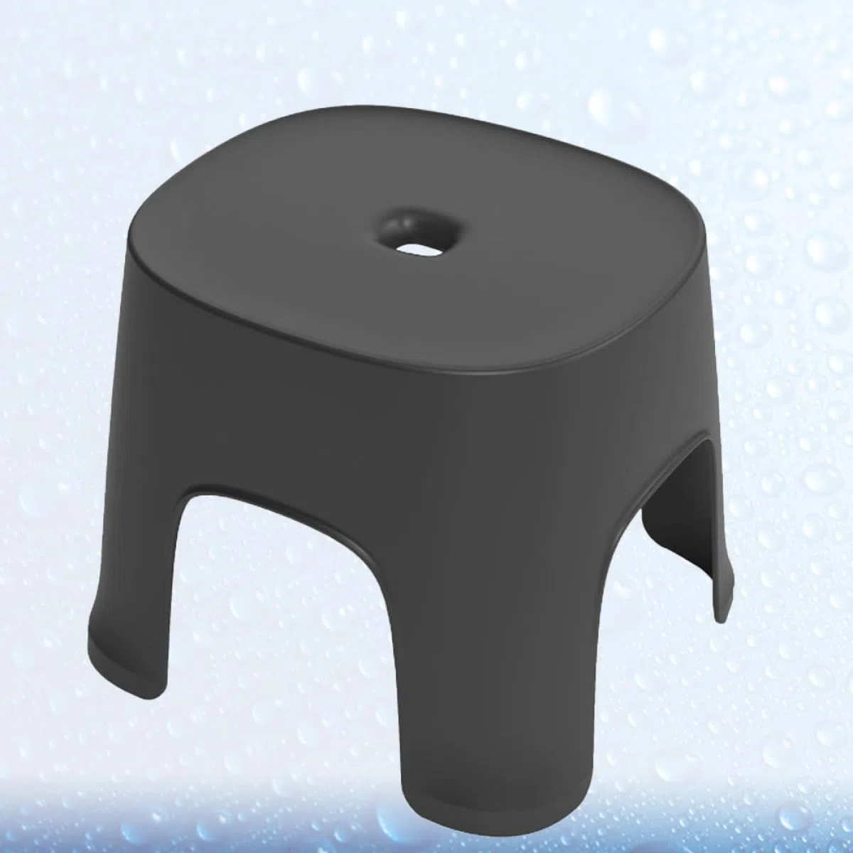 Taburete Escalón Negro de PVC Portátil y Ligero para Baño y Cocina, Taburete Antideslizante Adecuado para Uso Hogar