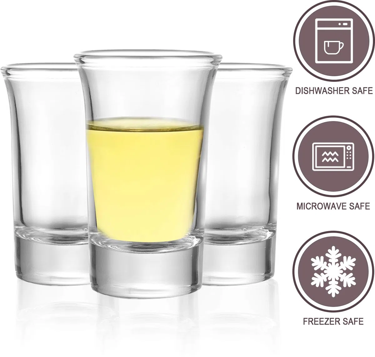 Juego de vasos de chupito de base pesada de 1.5 onzas, vasos de chupito de whisky de 1.5 onzas, vasos de licor, mini vasos de vidrio de doble cara, vasos de tequila, vasos de chupito de vidrio