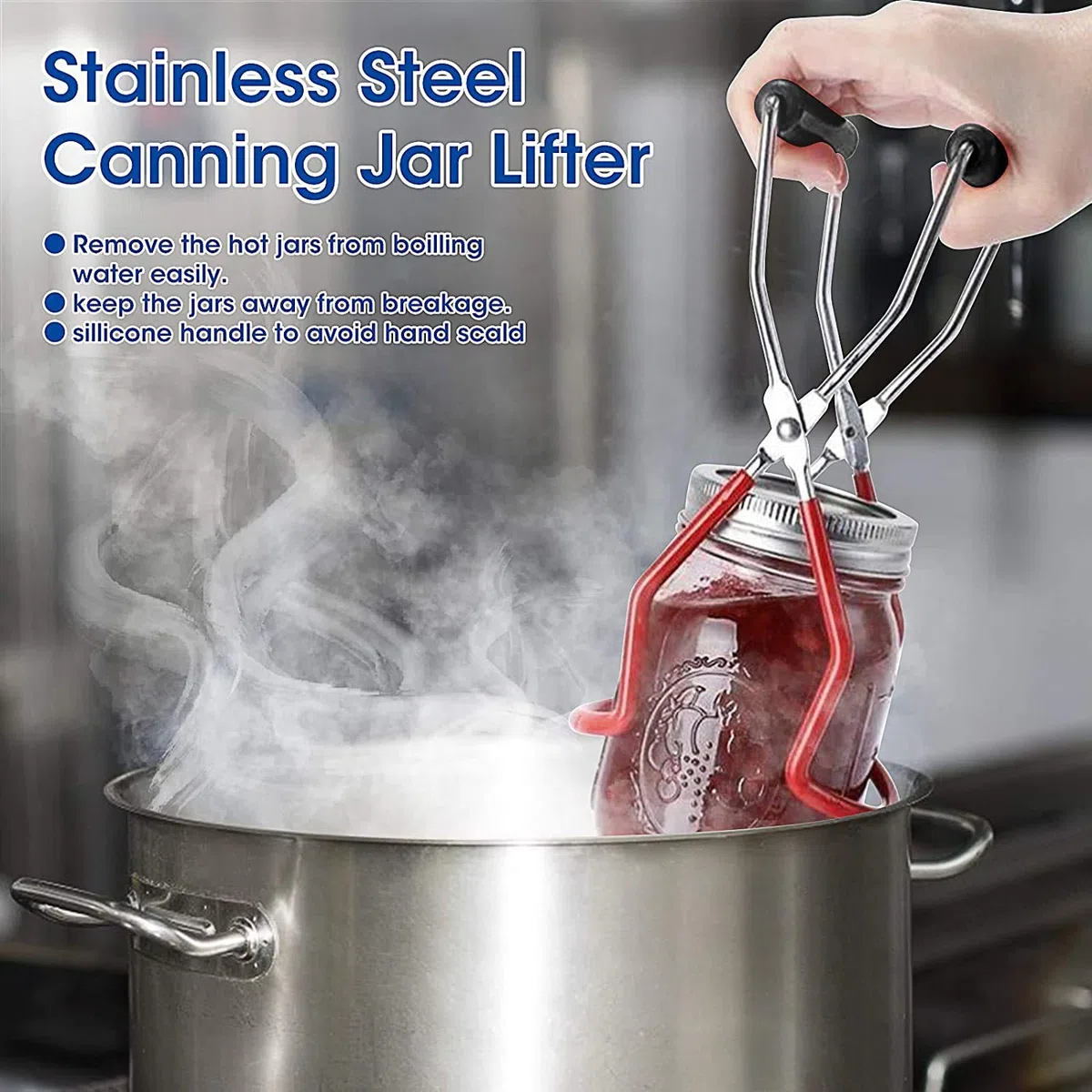 Canning Kit de 4 piezas, 1 x Canning Rack+ 1 x Canning Jar Lifter Tong+ 2 x Canning Funnels, Canning Supplies Canning
