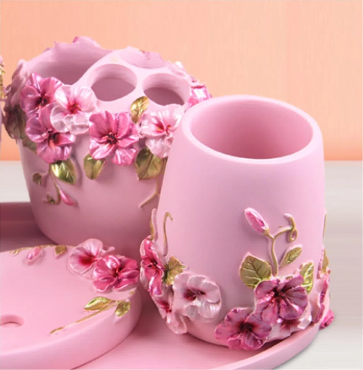 Accesorios De Baño Juego De 6 Dispensadores De Líquido para Baño, Accesorios De Baño De Resina, Soporte para Cepillo De Dientes, Jabonera, 2 Vasos Set De Baño Accesorios